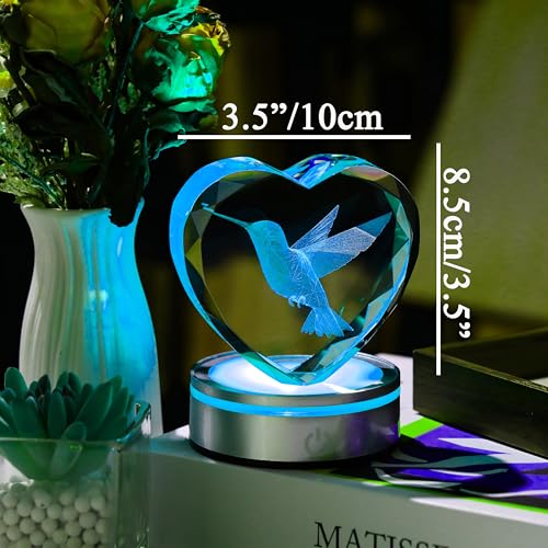 Qianwei Sea Turtel Gifts for Women 3D Crystal Heart - Laser Turtle Decor Glass Animals Sea Ocean Gifts Lamp Figurines Statue Stuff for Room Decorations Night Light