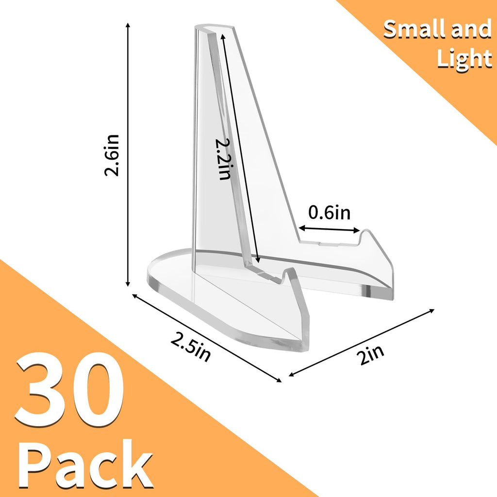 30 Pack Arcylic Card Display Stands, Mini Clear Easel Stand Holder for Sports Graded Challenge Coin Trading Baseball Psa Football Card