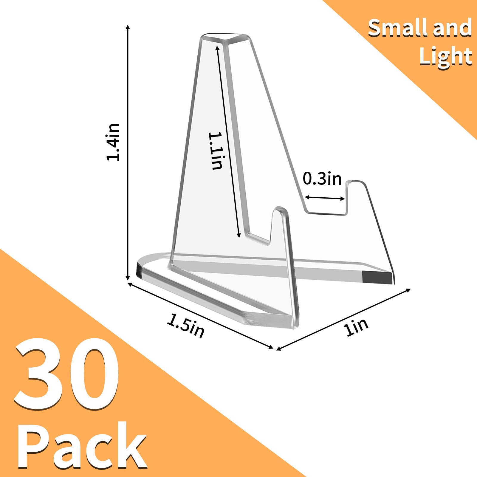 30 Pack Arcylic Card Display Stands, Mini Clear Easel Stand Holder for Sports Graded Challenge Coin Trading Baseball Psa Football Card