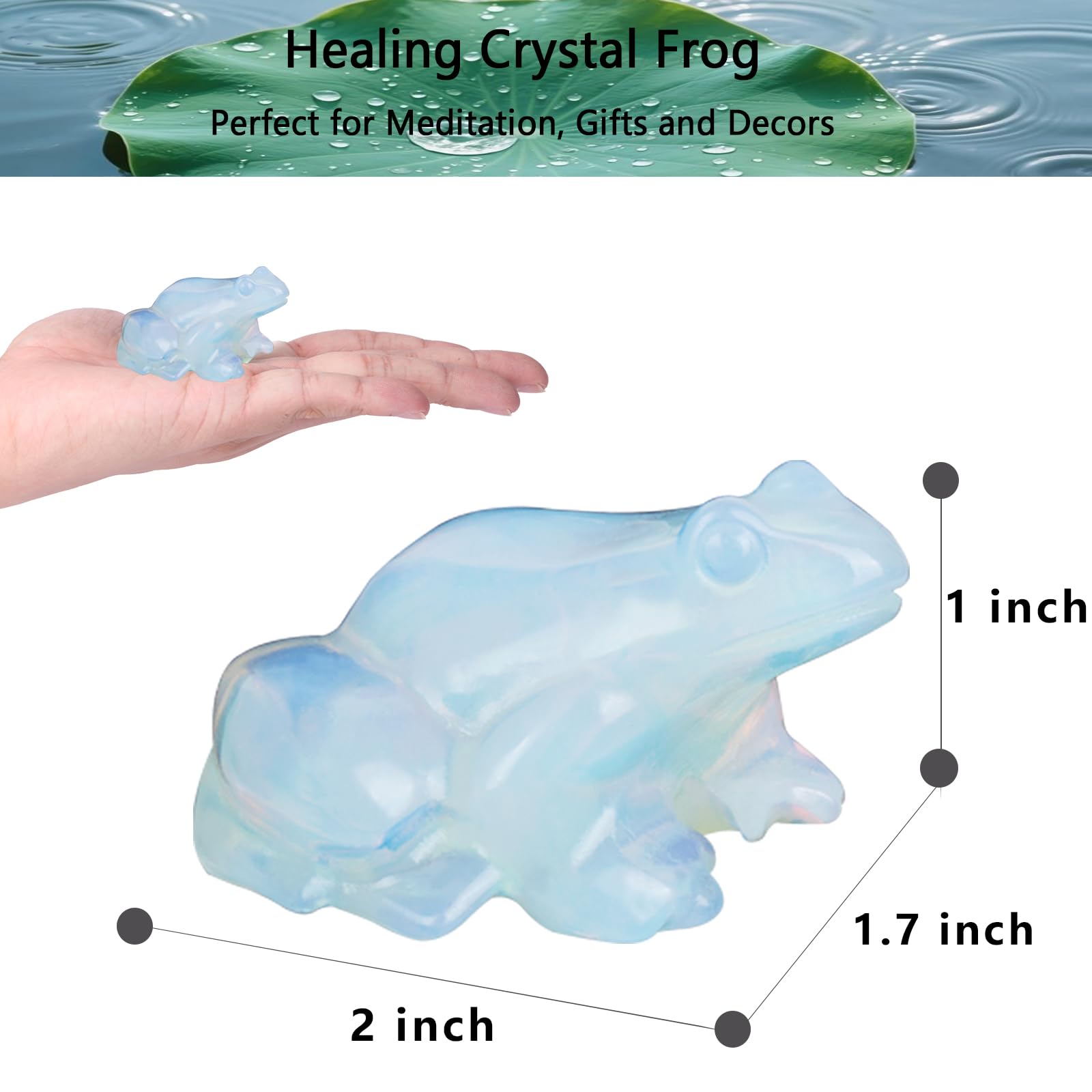 Crystal Frog Figurines, Fluorite Money Frog Statue Home Office Desk Decor, Feng Shui Wealth Luck Gifts for Women Men, Natural Hand Carved Reiki Healing Crystal Animal Sculpture 2"