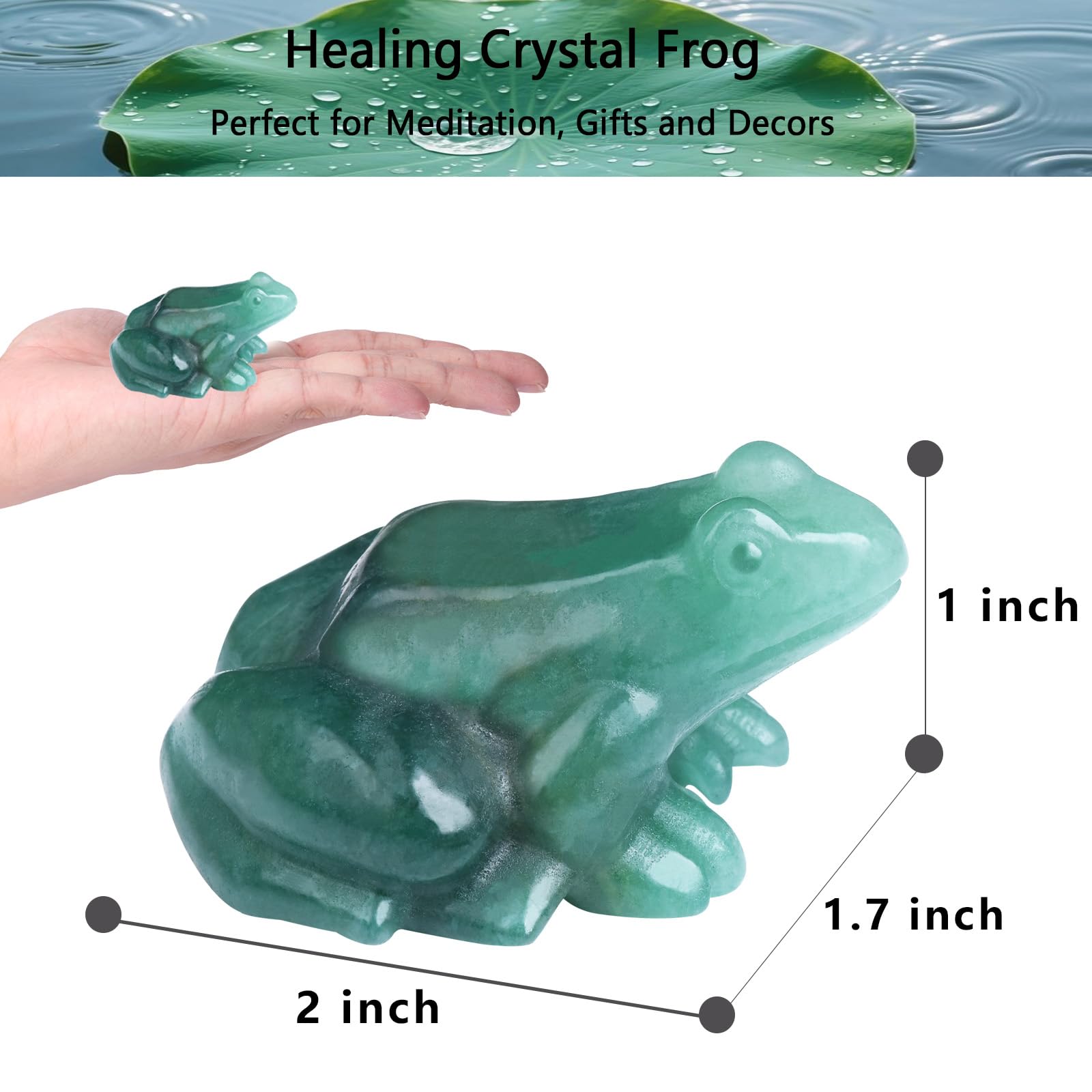 Crystal Frog Figurines, Fluorite Money Frog Statue Home Office Desk Decor, Feng Shui Wealth Luck Gifts for Women Men, Natural Hand Carved Reiki Healing Crystal Animal Sculpture 2"