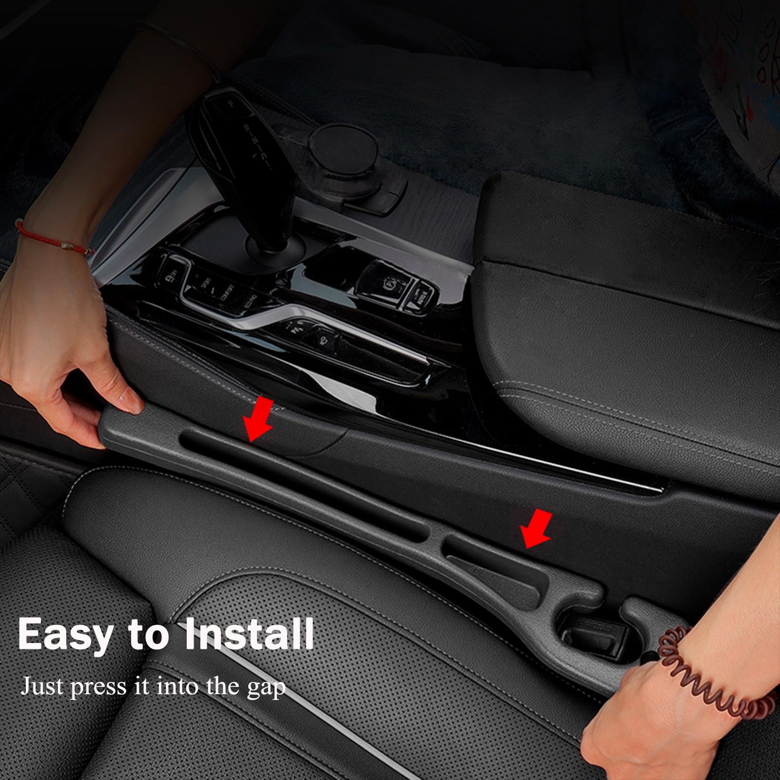USSDE Car Gap Filler, Dual Slot Car Seat Gap Organizer 2 Pack, Universal Fit Soft Car Seat Crack Gap Filler Between Seat and Console Stop Things from Dropping (Style A)