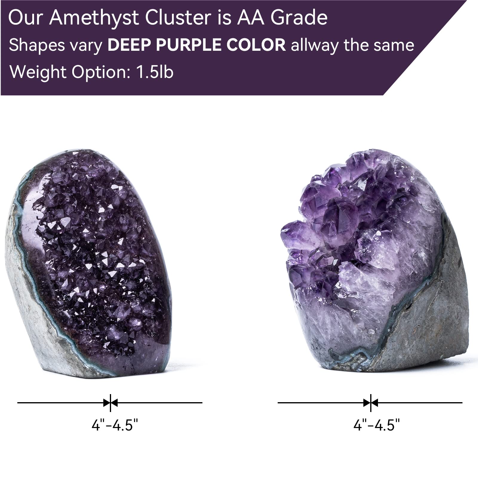 Natural Deep Purple Amethyst Crystal Geode from Uruguay 1lb-1.5lb, A Grade Amethyst Cluster, Premium Gift Box for Collectors Reiki Healing Positive Energy by GEMBOURY