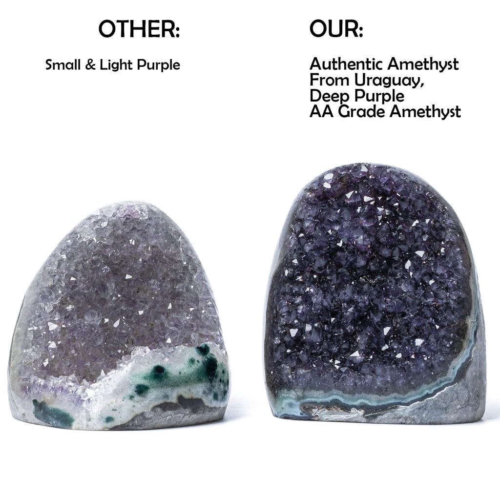 Natural Deep Purple Amethyst Crystal Geode from Uruguay 1lb-1.5lb, A Grade Amethyst Cluster, Premium Gift Box for Collectors Reiki Healing Positive Energy by GEMBOURY