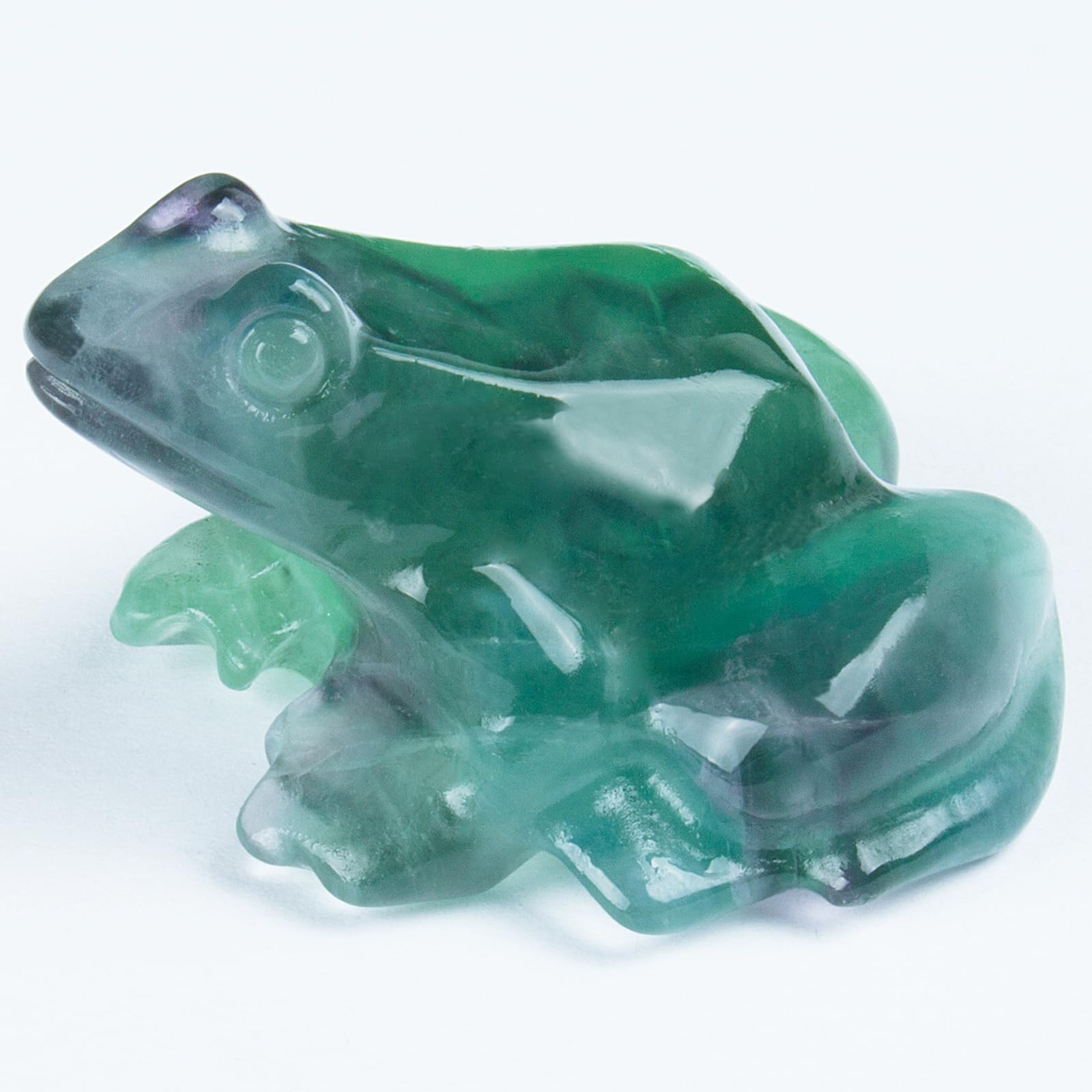 Crystal Frog Figurines, Fluorite Money Frog Statue Home Office Desk Decor, Feng Shui Wealth Luck Gifts for Women Men, Natural Hand Carved Reiki Healing Crystal Animal Sculpture 2"