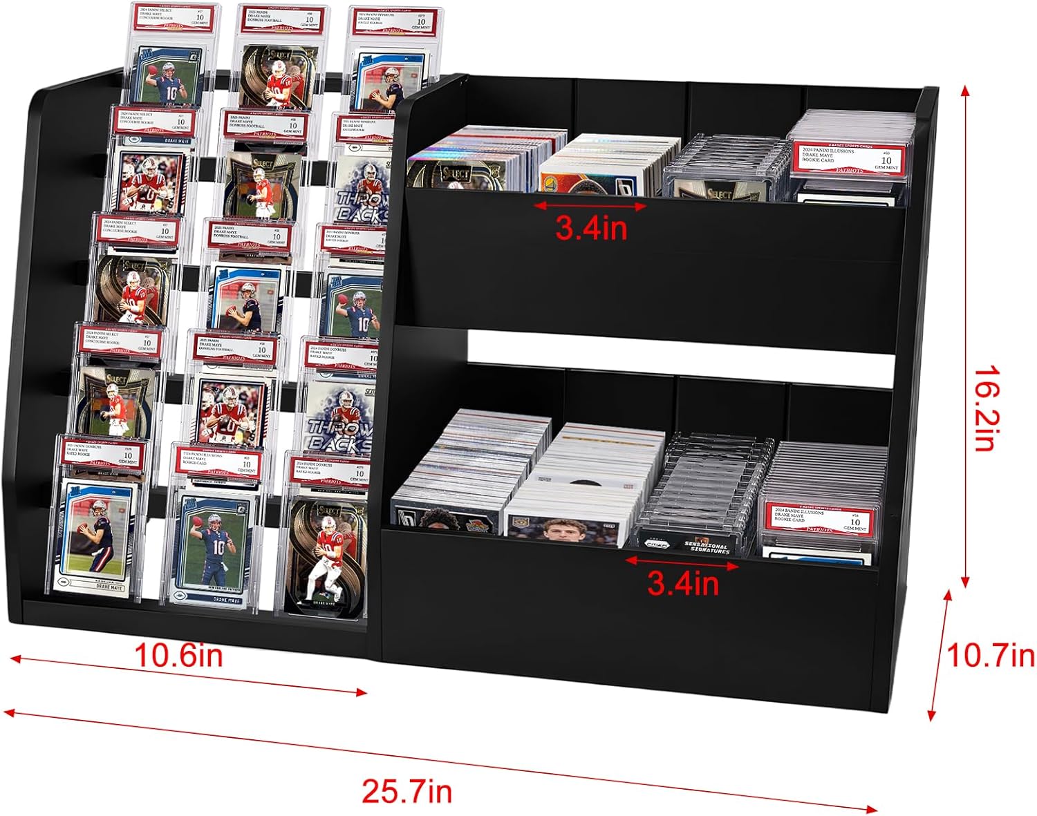 5-Tier Trading Card Display Case Stand- Holds Up to 200 Cards,Wood Sports Graded Card Display,Card Stand for Sports Baseball Cards,Card Game Collection & Show