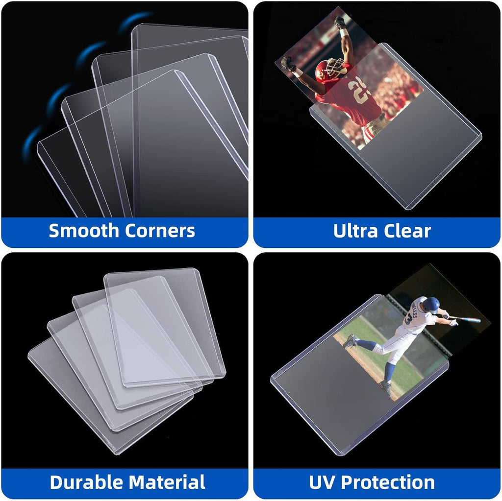400 Card Sleeves Hard Plastic, Arjiekwei 3"X4" Baseball Cards Protectors Plastic, Premium Card Holder for Trading Sports Baseball Football Game Cards (200 Hard Sleeve + 200 Soft Sleeve)
