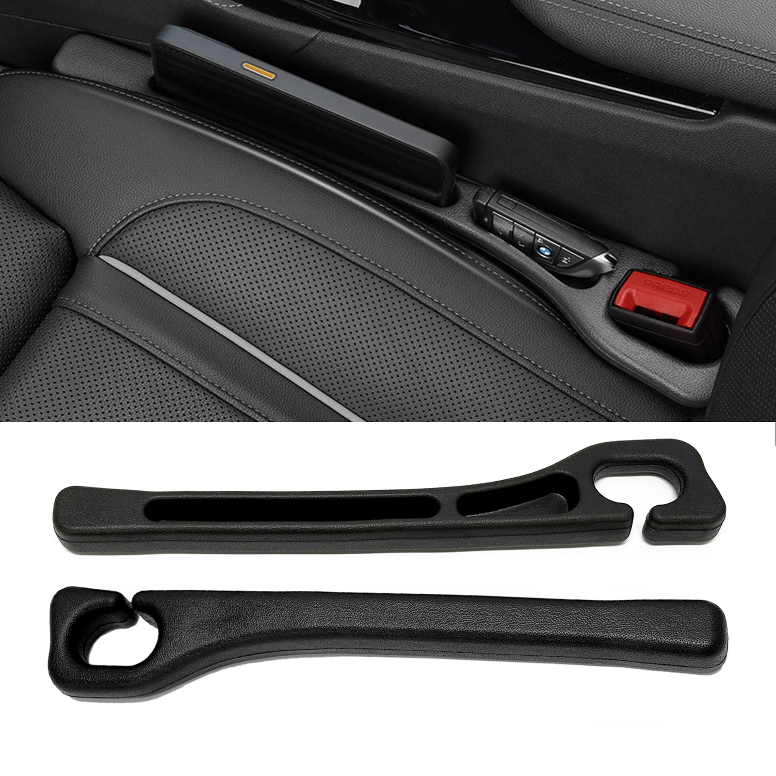 USSDE Car Gap Filler, Dual Slot Car Seat Gap Organizer 2 Pack, Universal Fit Soft Car Seat Crack Gap Filler Between Seat and Console Stop Things from Dropping (Style A)