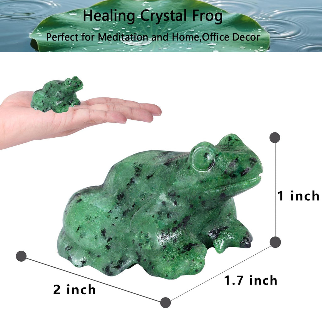 Crystal Frog Figurines, Fluorite Money Frog Statue Home Office Desk Decor, Feng Shui Wealth Luck Gifts for Women Men, Natural Hand Carved Reiki Healing Crystal Animal Sculpture 2"