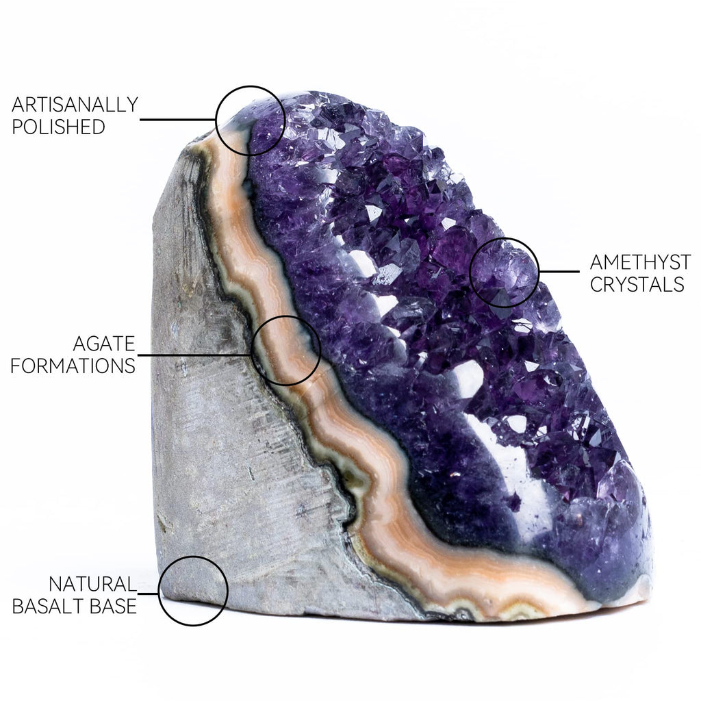 Natural Deep Purple Amethyst Crystal Geode from Uruguay 1lb-1.5lb, A Grade Amethyst Cluster, Premium Gift Box for Collectors Reiki Healing Positive Energy by GEMBOURY