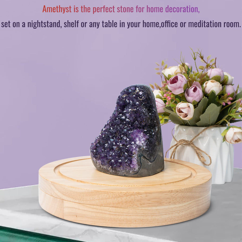 Natural Deep Purple Amethyst Crystal Geode from Uruguay 1lb-1.5lb, A Grade Amethyst Cluster, Premium Gift Box for Collectors Reiki Healing Positive Energy by GEMBOURY