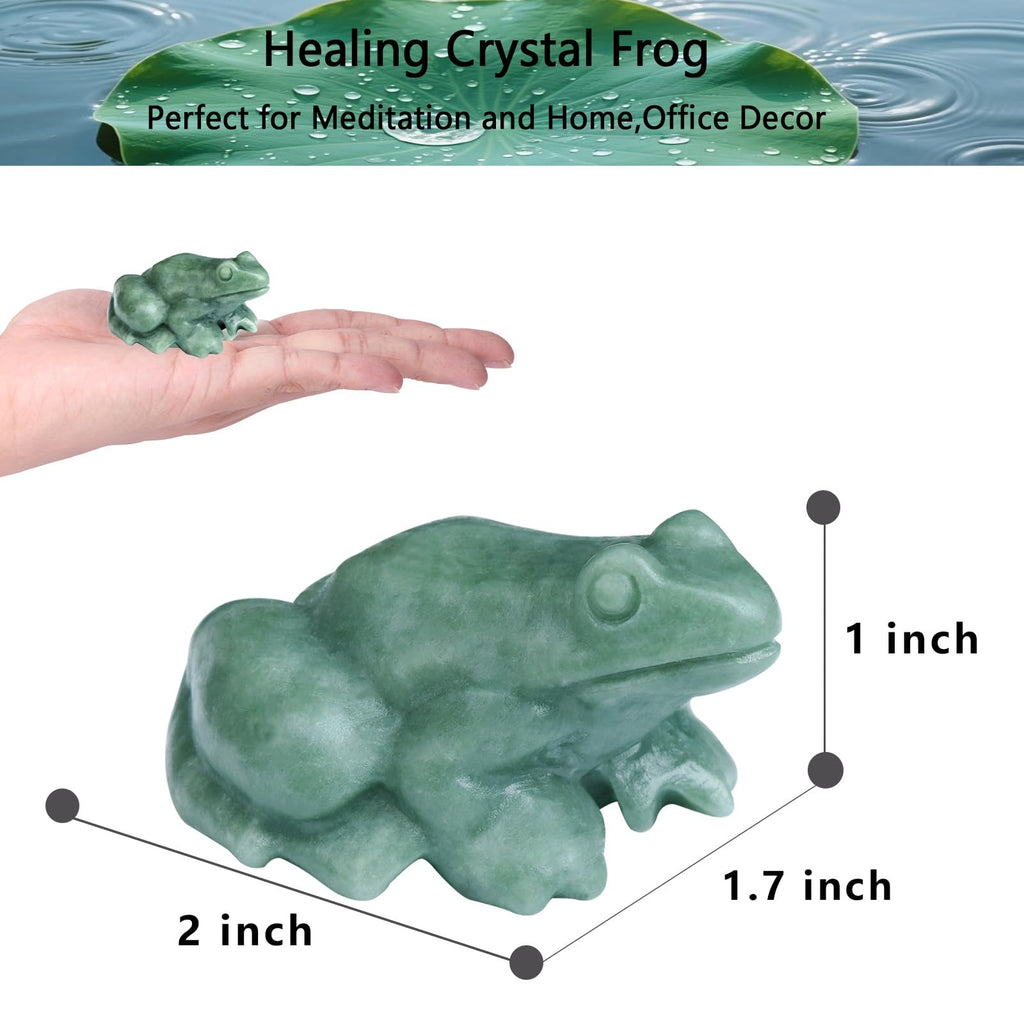 Crystal Frog Figurines, Fluorite Money Frog Statue Home Office Desk Decor, Feng Shui Wealth Luck Gifts for Women Men, Natural Hand Carved Reiki Healing Crystal Animal Sculpture 2"