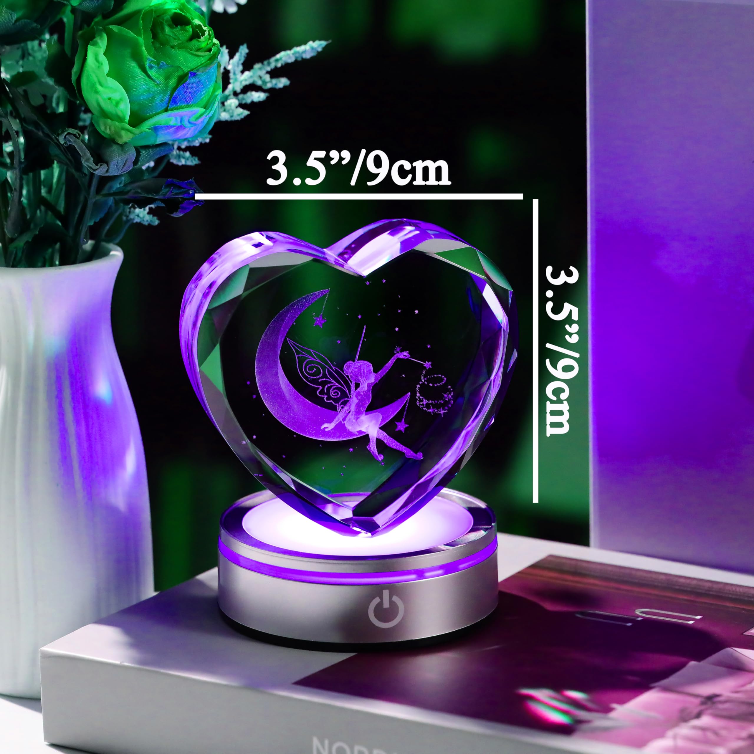 Qianwei Sea Turtel Gifts for Women 3D Crystal Heart - Laser Turtle Decor Glass Animals Sea Ocean Gifts Lamp Figurines Statue Stuff for Room Decorations Night Light