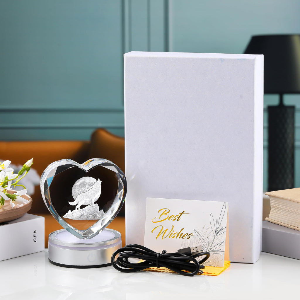 Qianwei Sea Turtel Gifts for Women 3D Crystal Heart - Laser Turtle Decor Glass Animals Sea Ocean Gifts Lamp Figurines Statue Stuff for Room Decorations Night Light