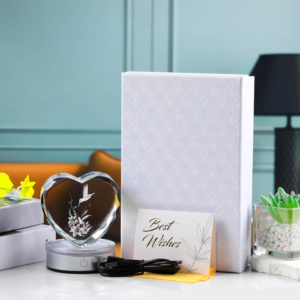 Qianwei Sea Turtel Gifts for Women 3D Crystal Heart - Laser Turtle Decor Glass Animals Sea Ocean Gifts Lamp Figurines Statue Stuff for Room Decorations Night Light