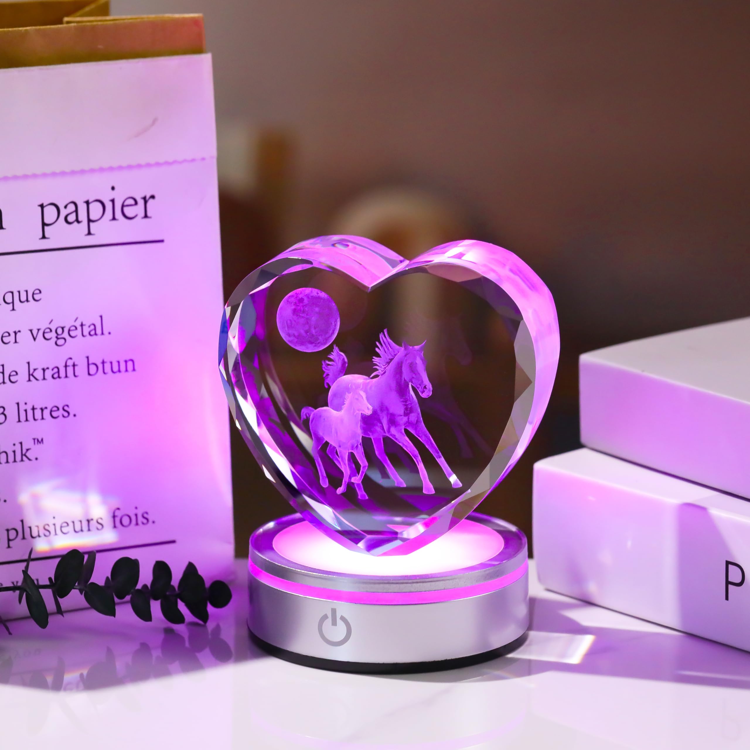 Qianwei Sea Turtel Gifts for Women 3D Crystal Heart - Laser Turtle Decor Glass Animals Sea Ocean Gifts Lamp Figurines Statue Stuff for Room Decorations Night Light