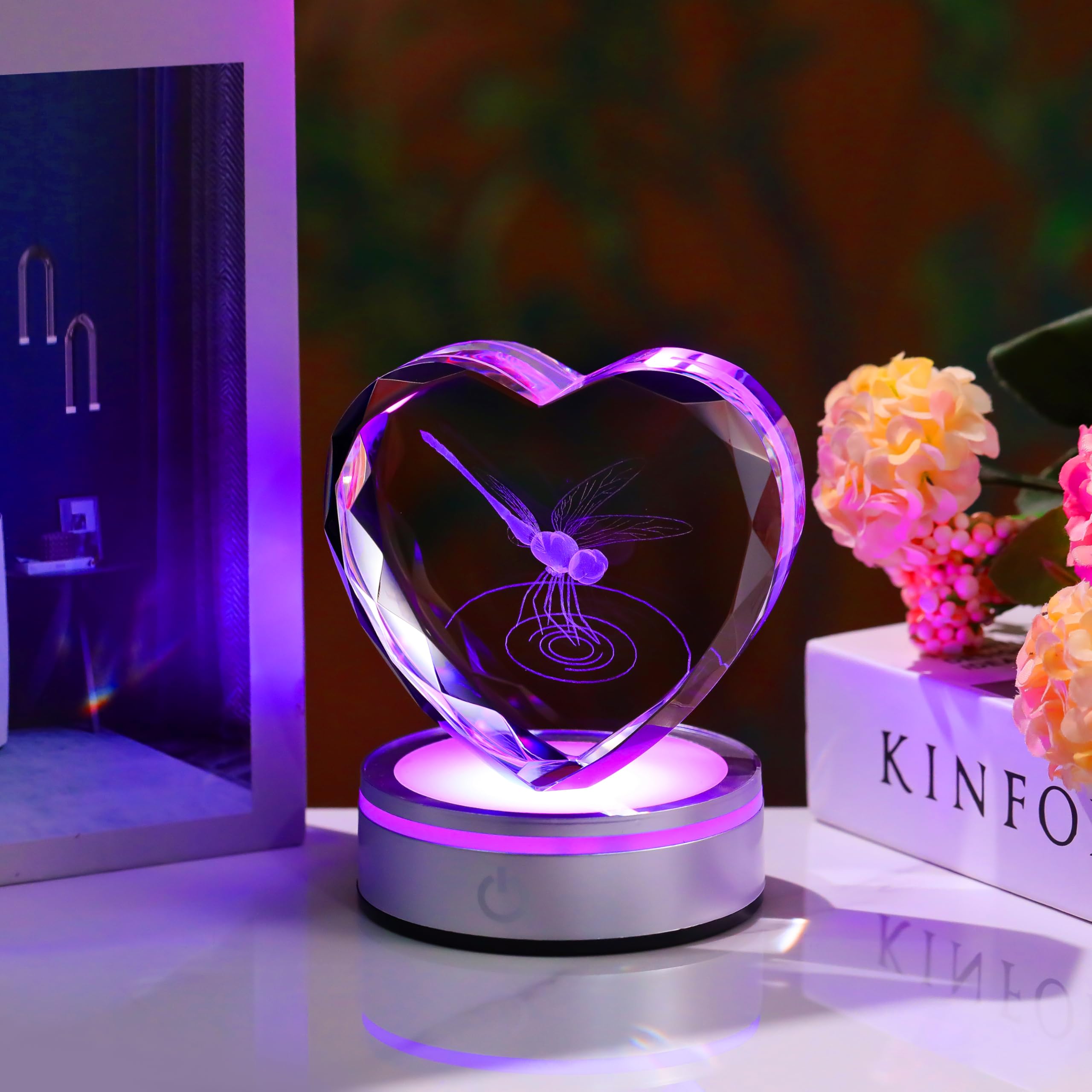 Qianwei Sea Turtel Gifts for Women 3D Crystal Heart - Laser Turtle Decor Glass Animals Sea Ocean Gifts Lamp Figurines Statue Stuff for Room Decorations Night Light