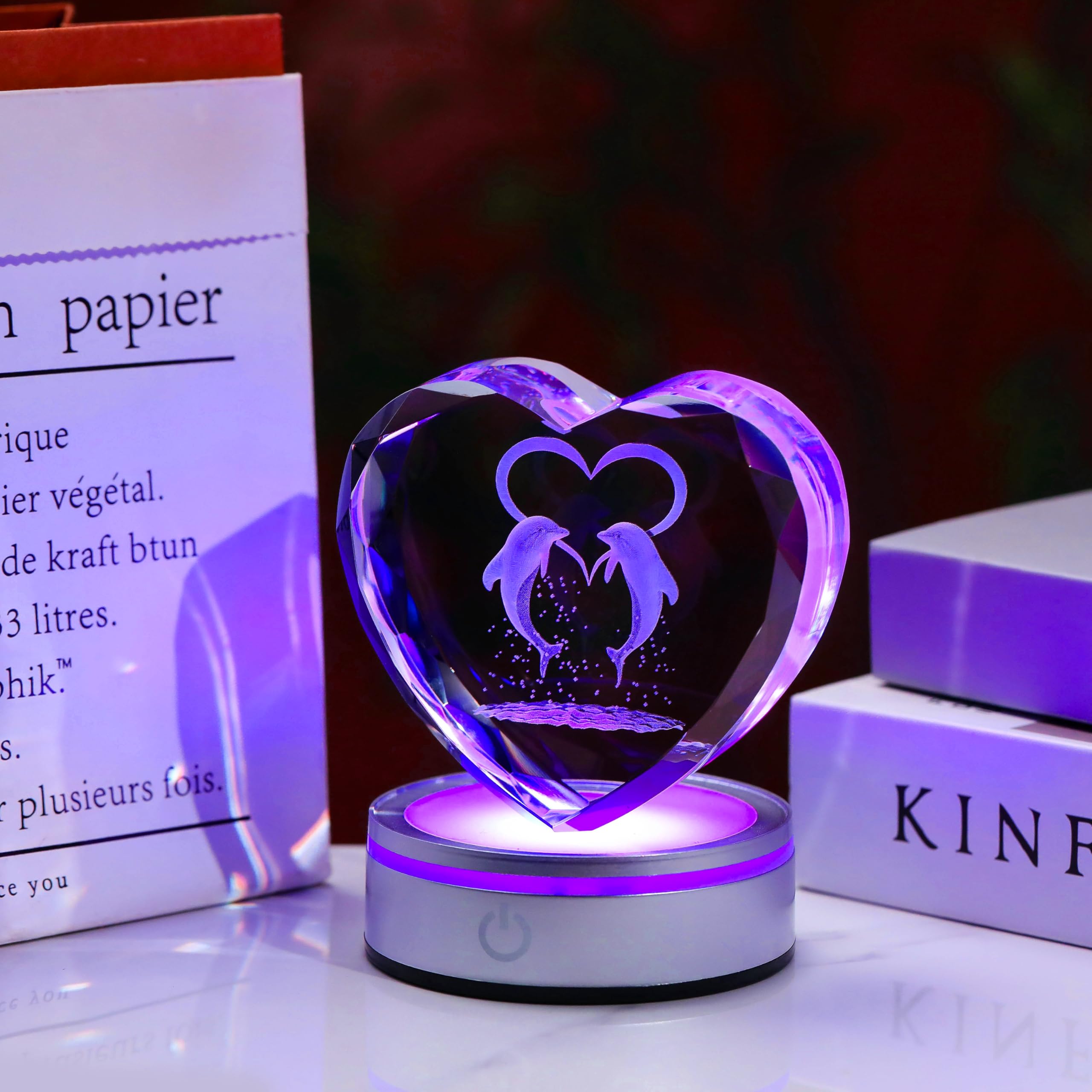 Qianwei Sea Turtel Gifts for Women 3D Crystal Heart - Laser Turtle Decor Glass Animals Sea Ocean Gifts Lamp Figurines Statue Stuff for Room Decorations Night Light