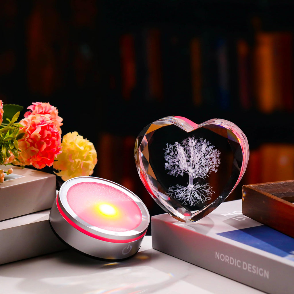 Qianwei Sea Turtel Gifts for Women 3D Crystal Heart - Laser Turtle Decor Glass Animals Sea Ocean Gifts Lamp Figurines Statue Stuff for Room Decorations Night Light