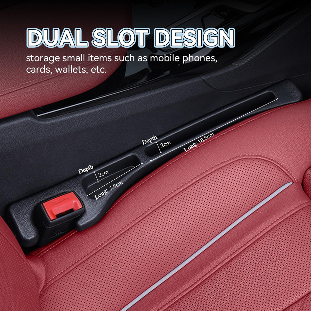 USSDE Car Gap Filler, Dual Slot Car Seat Gap Organizer 2 Pack, Universal Fit Soft Car Seat Crack Gap Filler Between Seat and Console Stop Things from Dropping (Style A)