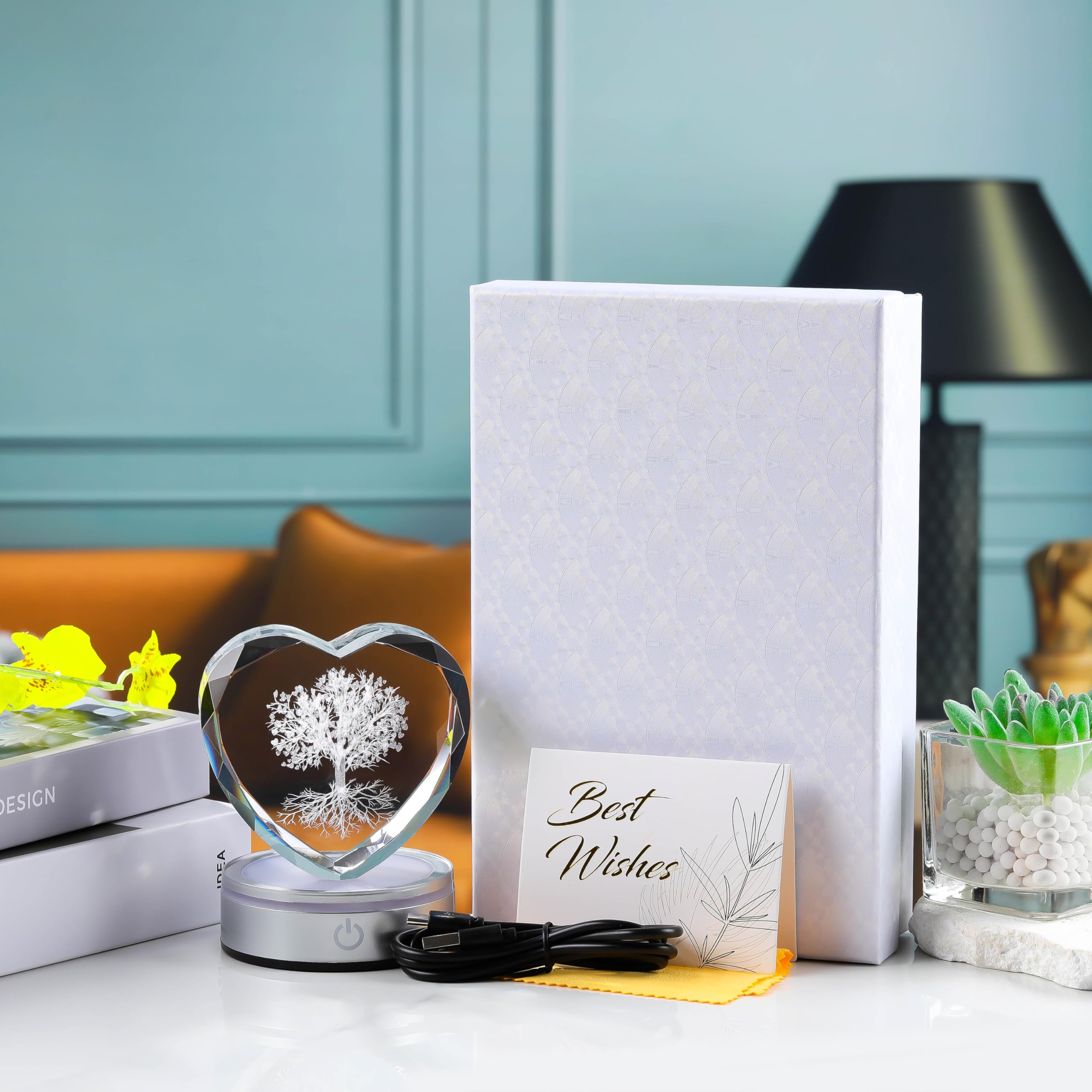 Qianwei Sea Turtel Gifts for Women 3D Crystal Heart - Laser Turtle Decor Glass Animals Sea Ocean Gifts Lamp Figurines Statue Stuff for Room Decorations Night Light