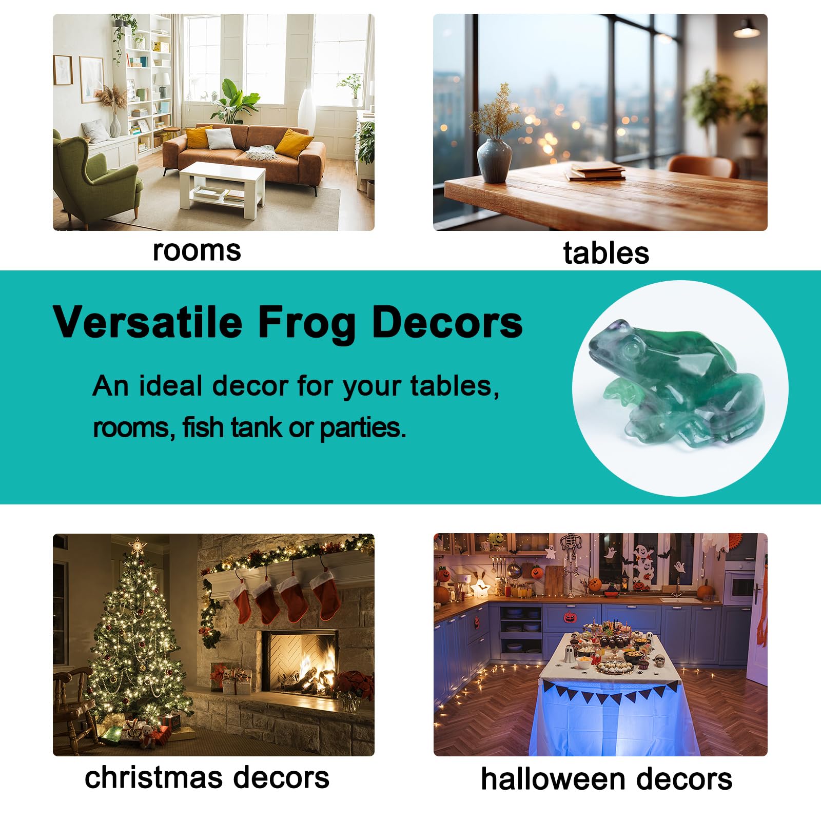 Crystal Frog Figurines, Fluorite Money Frog Statue Home Office Desk Decor, Feng Shui Wealth Luck Gifts for Women Men, Natural Hand Carved Reiki Healing Crystal Animal Sculpture 2"