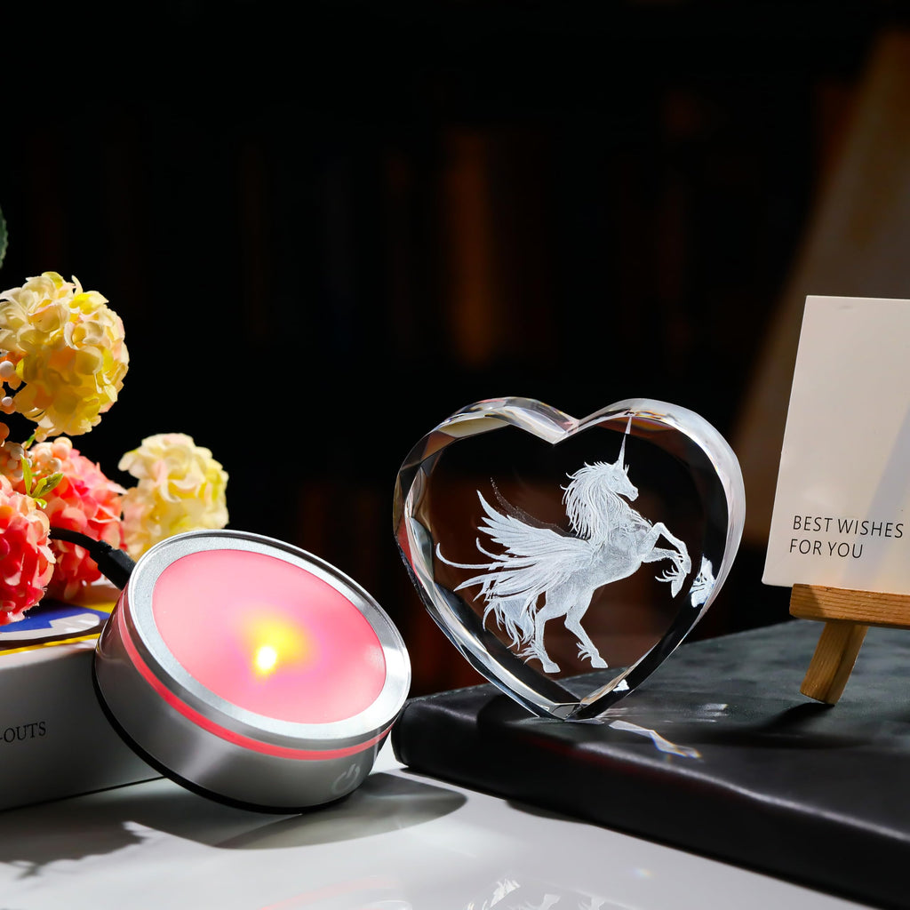 Qianwei Sea Turtel Gifts for Women 3D Crystal Heart - Laser Turtle Decor Glass Animals Sea Ocean Gifts Lamp Figurines Statue Stuff for Room Decorations Night Light