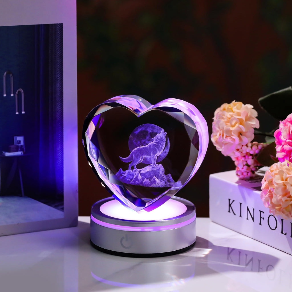 Qianwei Sea Turtel Gifts for Women 3D Crystal Heart - Laser Turtle Decor Glass Animals Sea Ocean Gifts Lamp Figurines Statue Stuff for Room Decorations Night Light