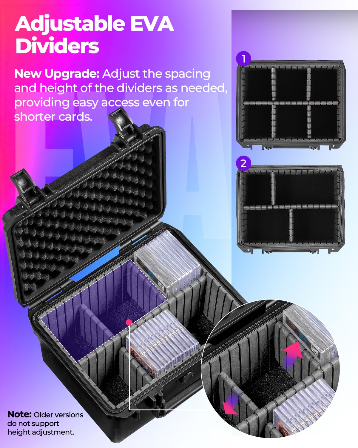 Card Case Sports Graded Trading Card Storage Box for PSA BCW MTG Tmnt TCG Zion Ascended Heroes Pokemon Card, Waterproof Hard Carrying Case Card Protective Organizer for Rigid Card Sleeve Collector