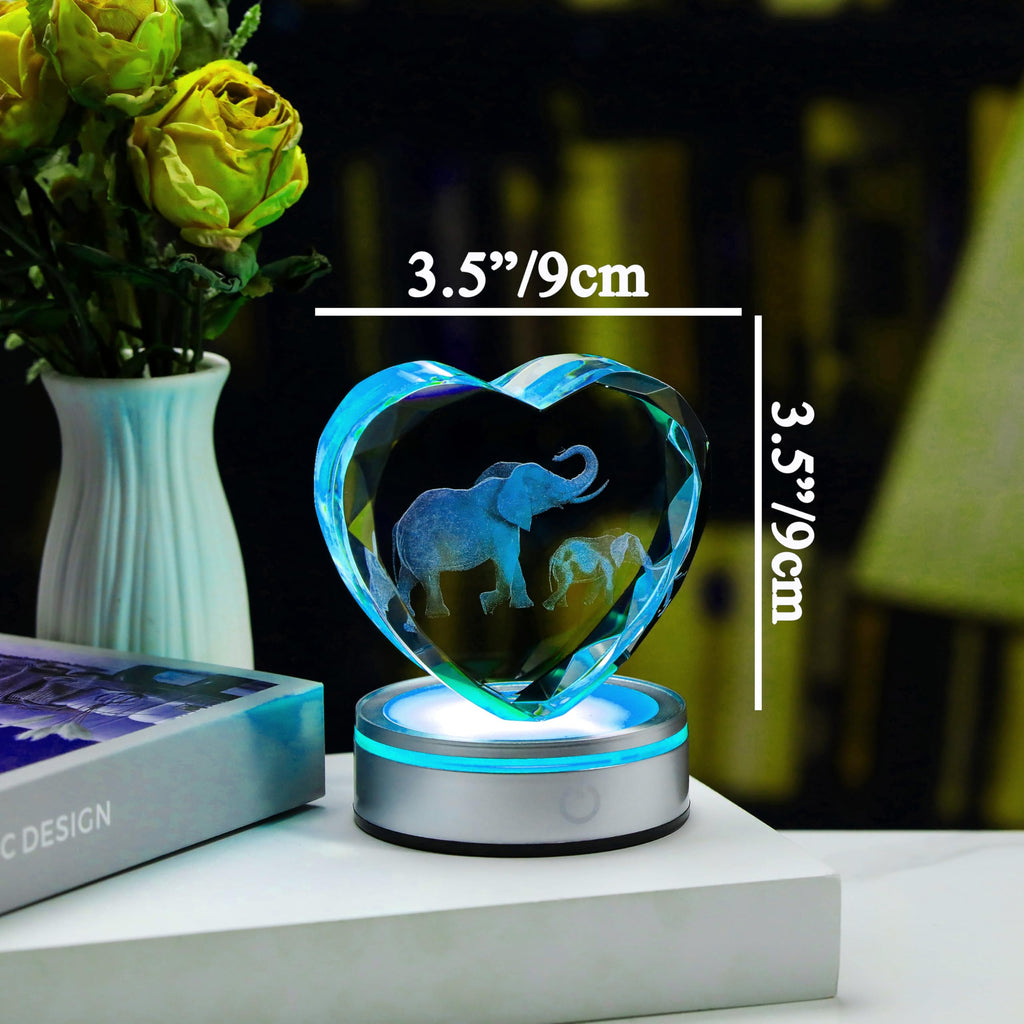 Qianwei Sea Turtel Gifts for Women 3D Crystal Heart - Laser Turtle Decor Glass Animals Sea Ocean Gifts Lamp Figurines Statue Stuff for Room Decorations Night Light