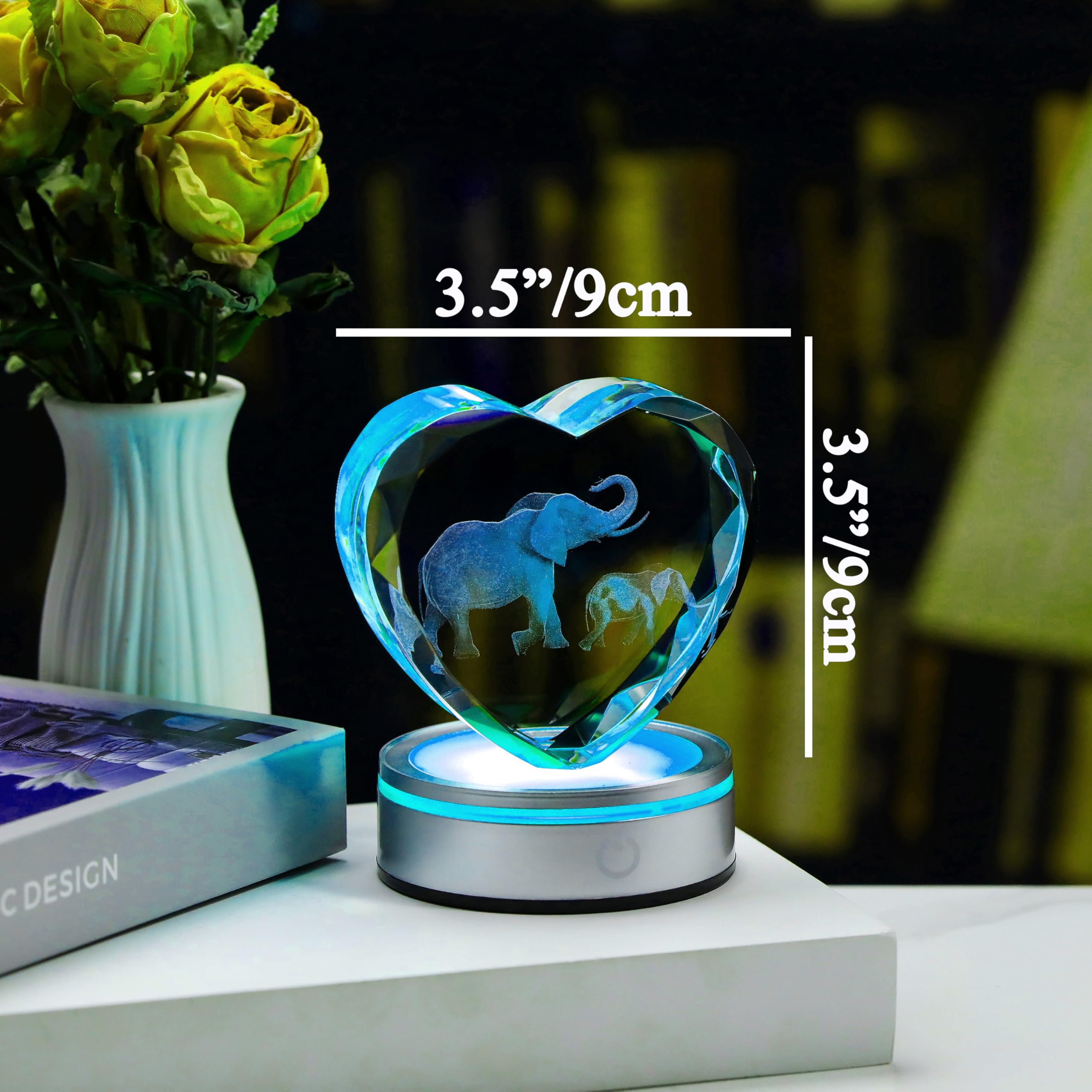 Qianwei Sea Turtel Gifts for Women 3D Crystal Heart - Laser Turtle Decor Glass Animals Sea Ocean Gifts Lamp Figurines Statue Stuff for Room Decorations Night Light