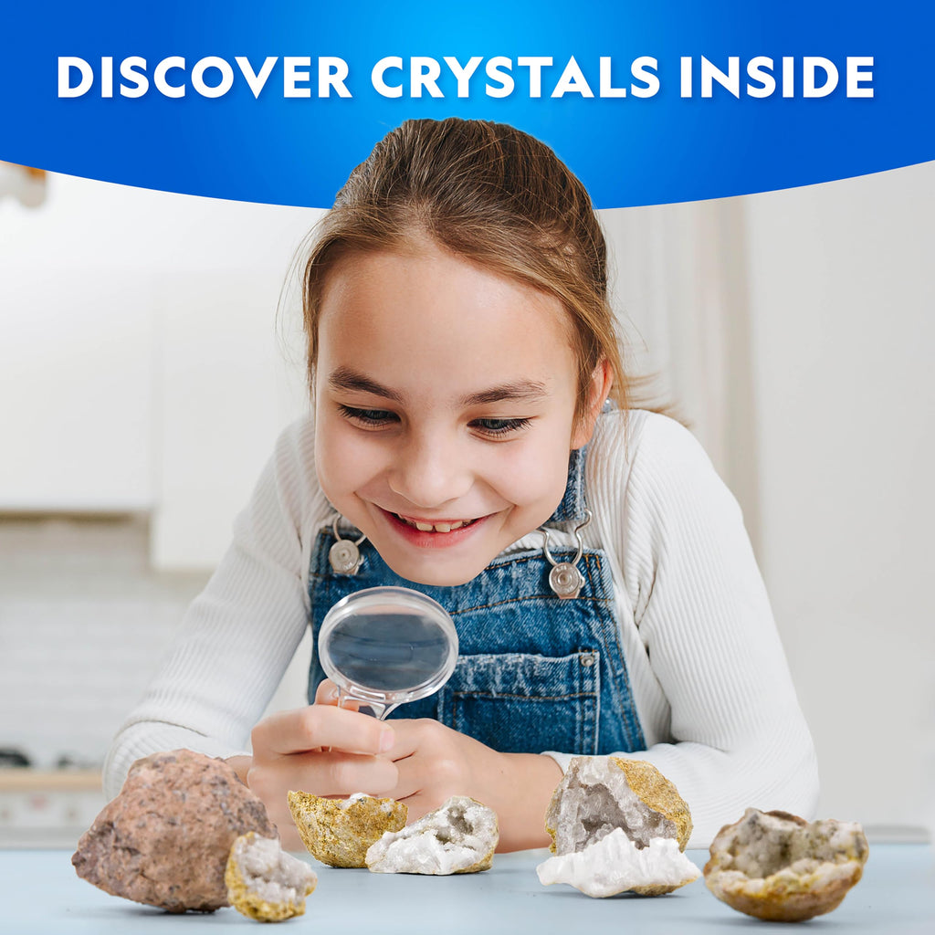 National Geographic Break Open 10 Premium Geodes – Includes Goggles & 2 Display Stands - Great STEM Science Kit, Geology Gift for Kids, Break Your Own Geodes with Crystals
