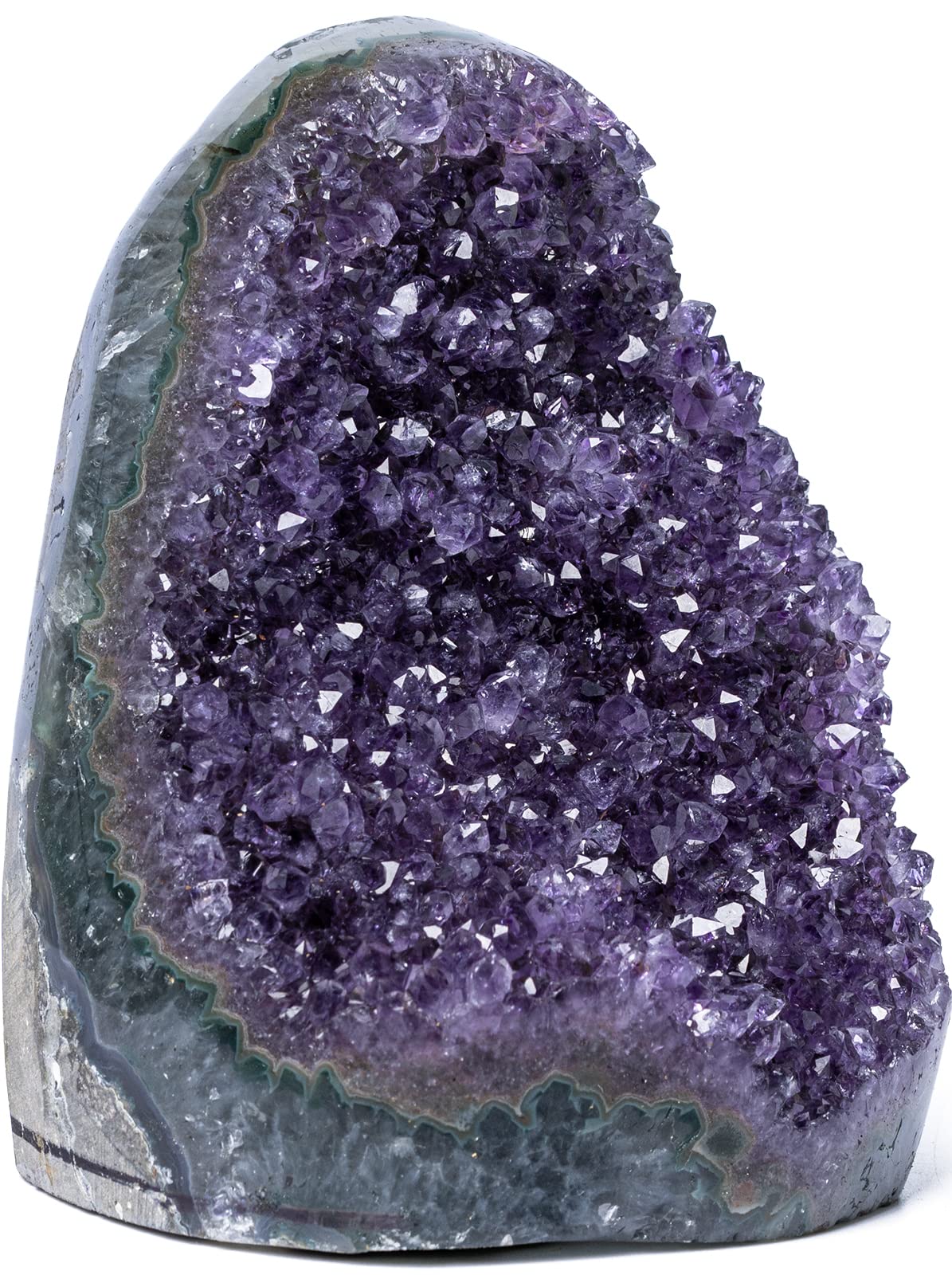 Natural Deep Purple Amethyst Crystal Geode from Uruguay 1lb-1.5lb, A Grade Amethyst Cluster, Premium Gift Box for Collectors Reiki Healing Positive Energy by GEMBOURY
