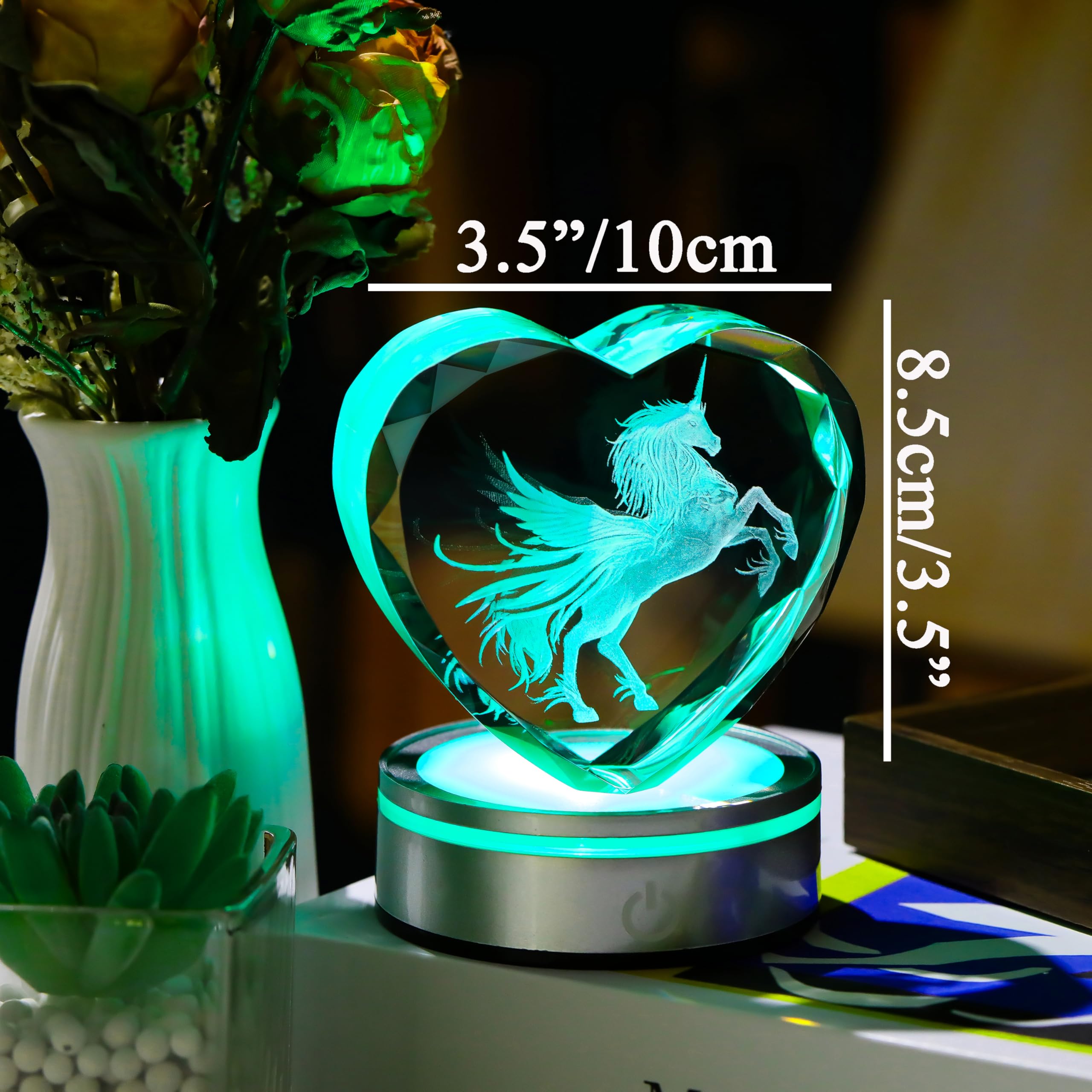 Qianwei Sea Turtel Gifts for Women 3D Crystal Heart - Laser Turtle Decor Glass Animals Sea Ocean Gifts Lamp Figurines Statue Stuff for Room Decorations Night Light