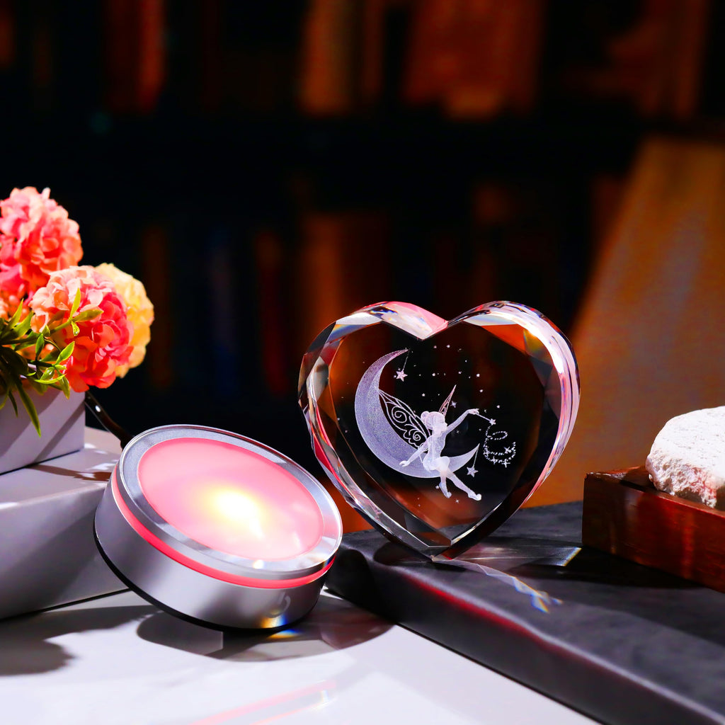 Qianwei Sea Turtel Gifts for Women 3D Crystal Heart - Laser Turtle Decor Glass Animals Sea Ocean Gifts Lamp Figurines Statue Stuff for Room Decorations Night Light