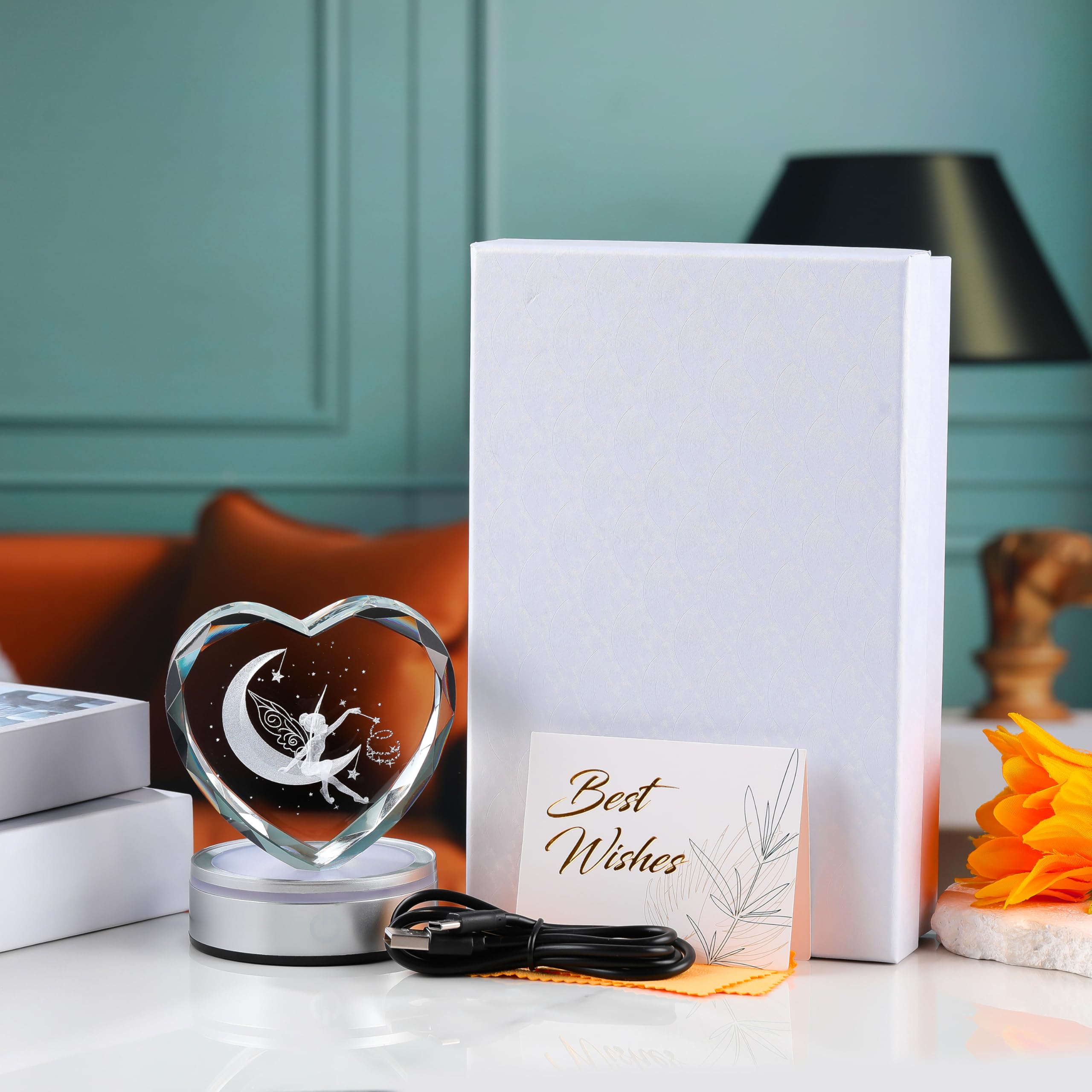 Qianwei Sea Turtel Gifts for Women 3D Crystal Heart - Laser Turtle Decor Glass Animals Sea Ocean Gifts Lamp Figurines Statue Stuff for Room Decorations Night Light