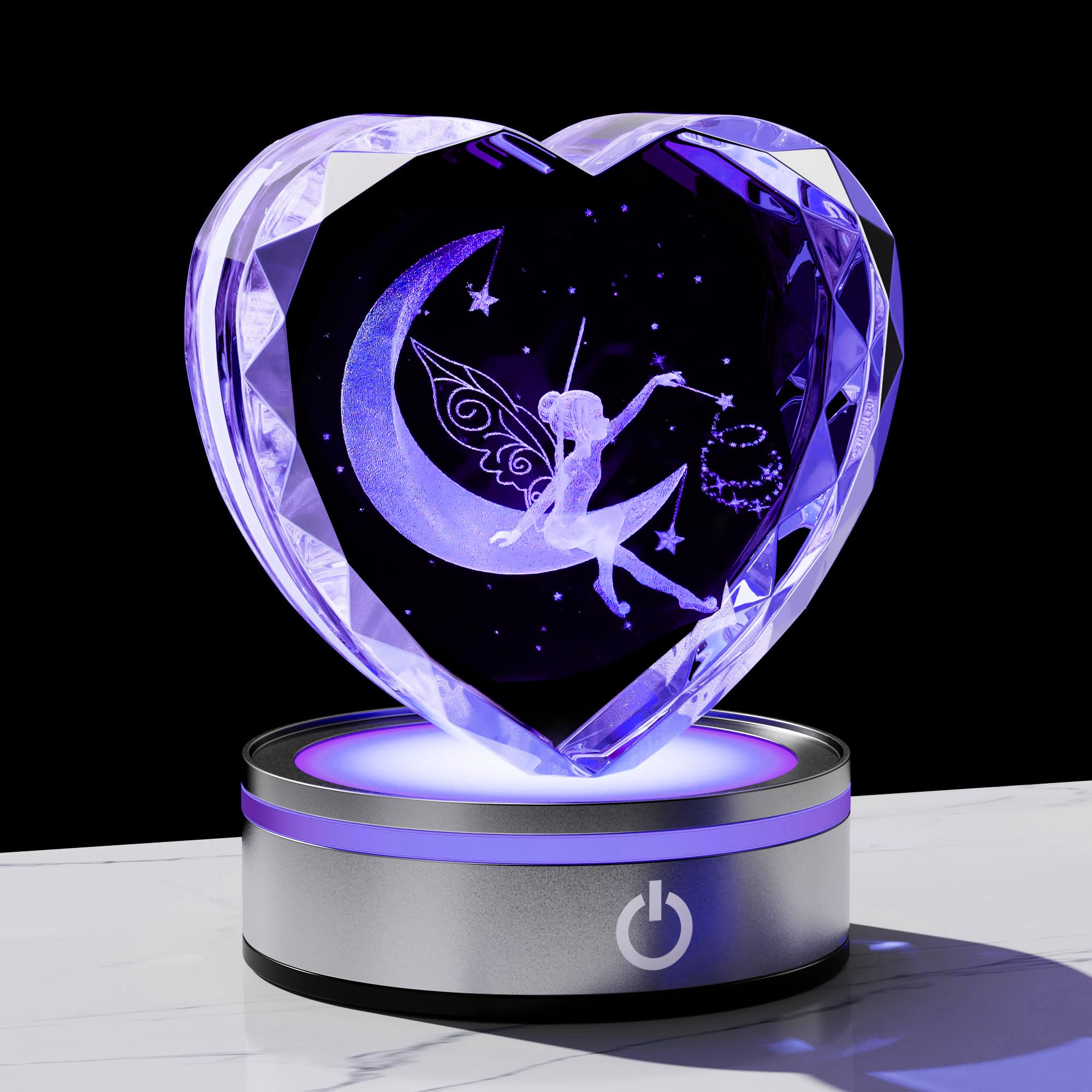 Qianwei Sea Turtel Gifts for Women 3D Crystal Heart - Laser Turtle Decor Glass Animals Sea Ocean Gifts Lamp Figurines Statue Stuff for Room Decorations Night Light