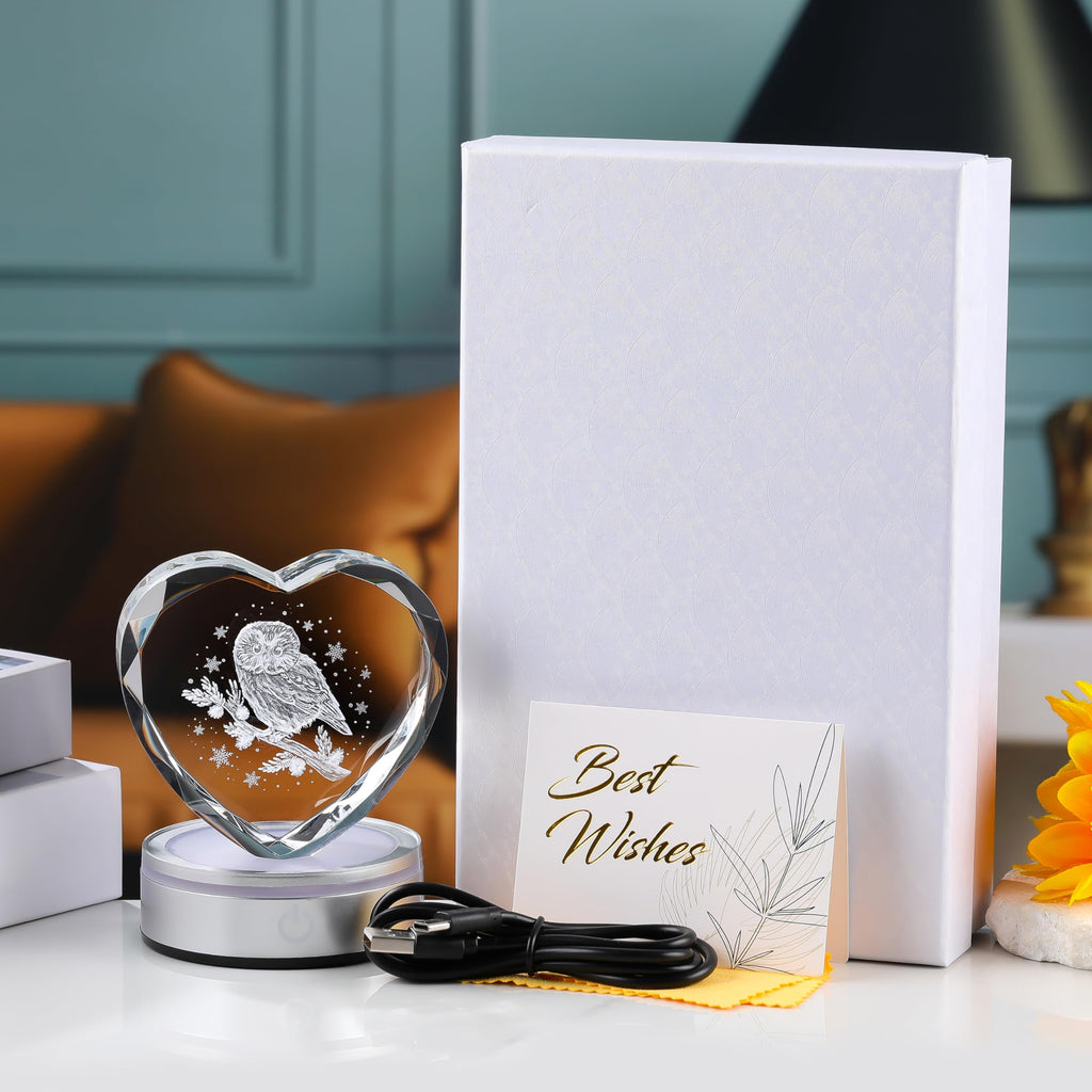 Qianwei Sea Turtel Gifts for Women 3D Crystal Heart - Laser Turtle Decor Glass Animals Sea Ocean Gifts Lamp Figurines Statue Stuff for Room Decorations Night Light