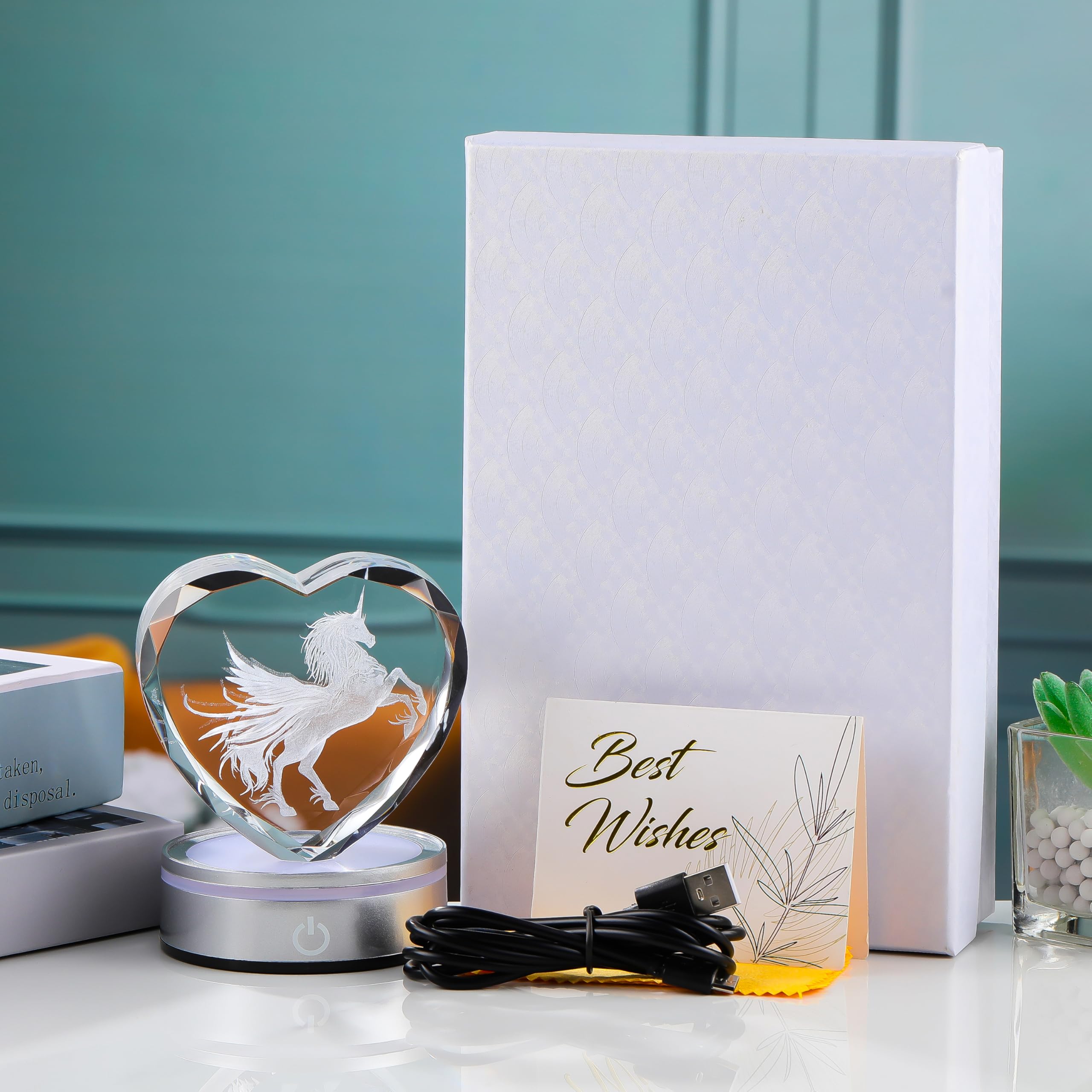 Qianwei Sea Turtel Gifts for Women 3D Crystal Heart - Laser Turtle Decor Glass Animals Sea Ocean Gifts Lamp Figurines Statue Stuff for Room Decorations Night Light