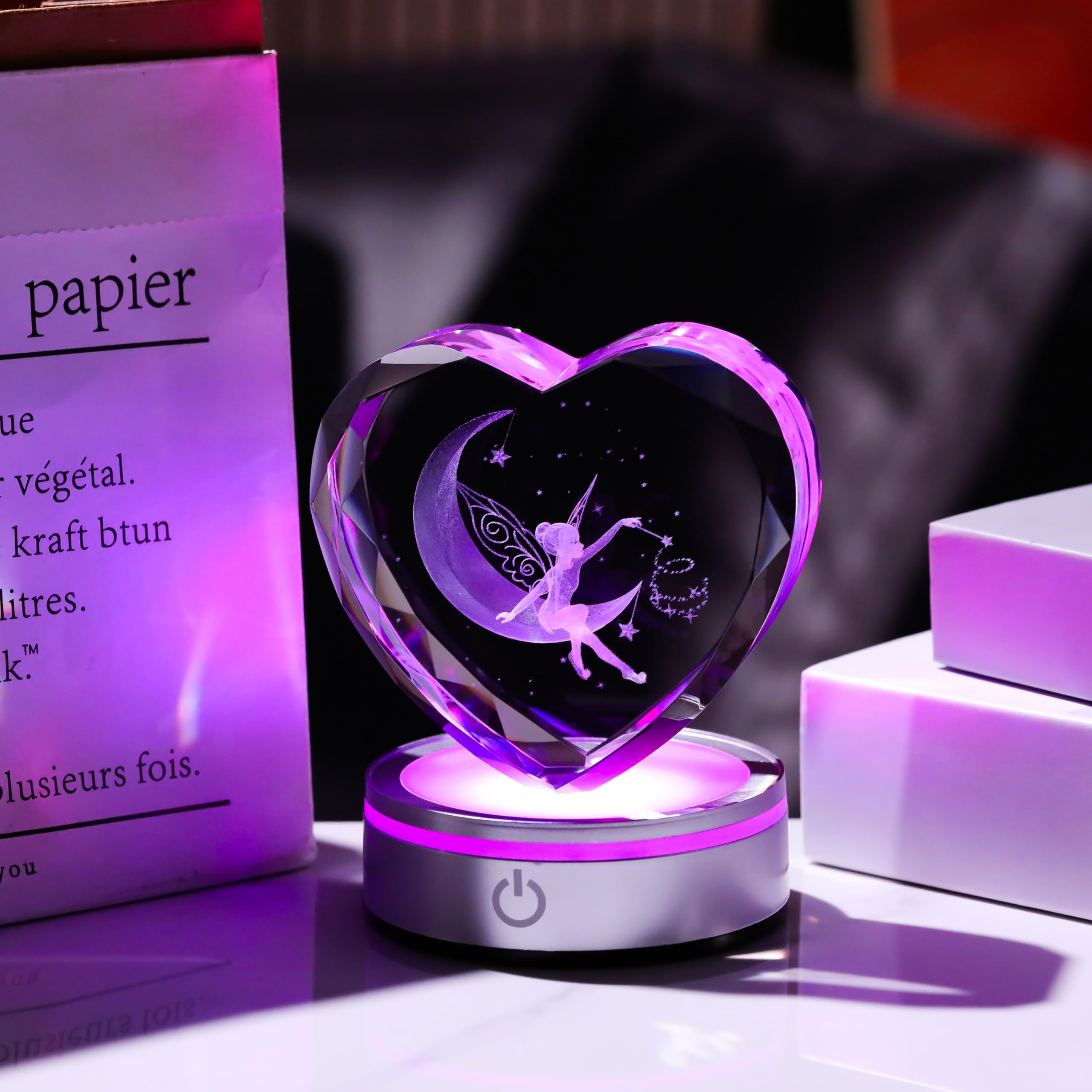 Qianwei Sea Turtel Gifts for Women 3D Crystal Heart - Laser Turtle Decor Glass Animals Sea Ocean Gifts Lamp Figurines Statue Stuff for Room Decorations Night Light