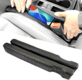 Leather Car Seat Gap Filler, 2 Pack No-Drop Seat Guard Universal Gap Stopper/Catcher to Fill The Gap Between Seat and Console Black Car Crevice Blocker Space Pad