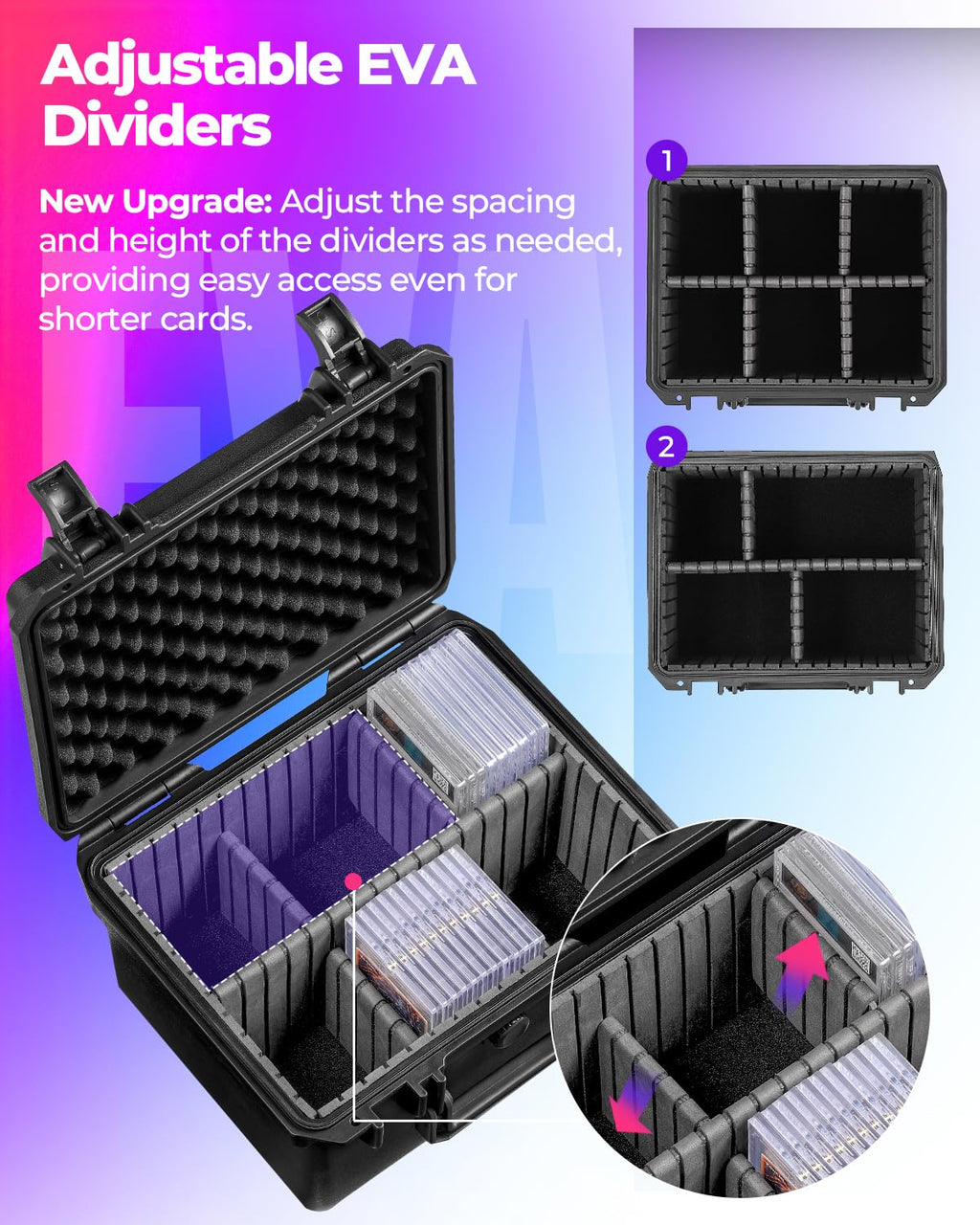 Card Case Sports Graded Trading Card Storage Box for PSA BCW MTG Tmnt TCG Zion Ascended Heroes Pokemon Card, Waterproof Hard Carrying Case Card Protective Organizer for Rigid Card Sleeve Collector