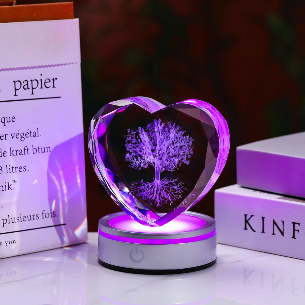 Qianwei Sea Turtel Gifts for Women 3D Crystal Heart - Laser Turtle Decor Glass Animals Sea Ocean Gifts Lamp Figurines Statue Stuff for Room Decorations Night Light