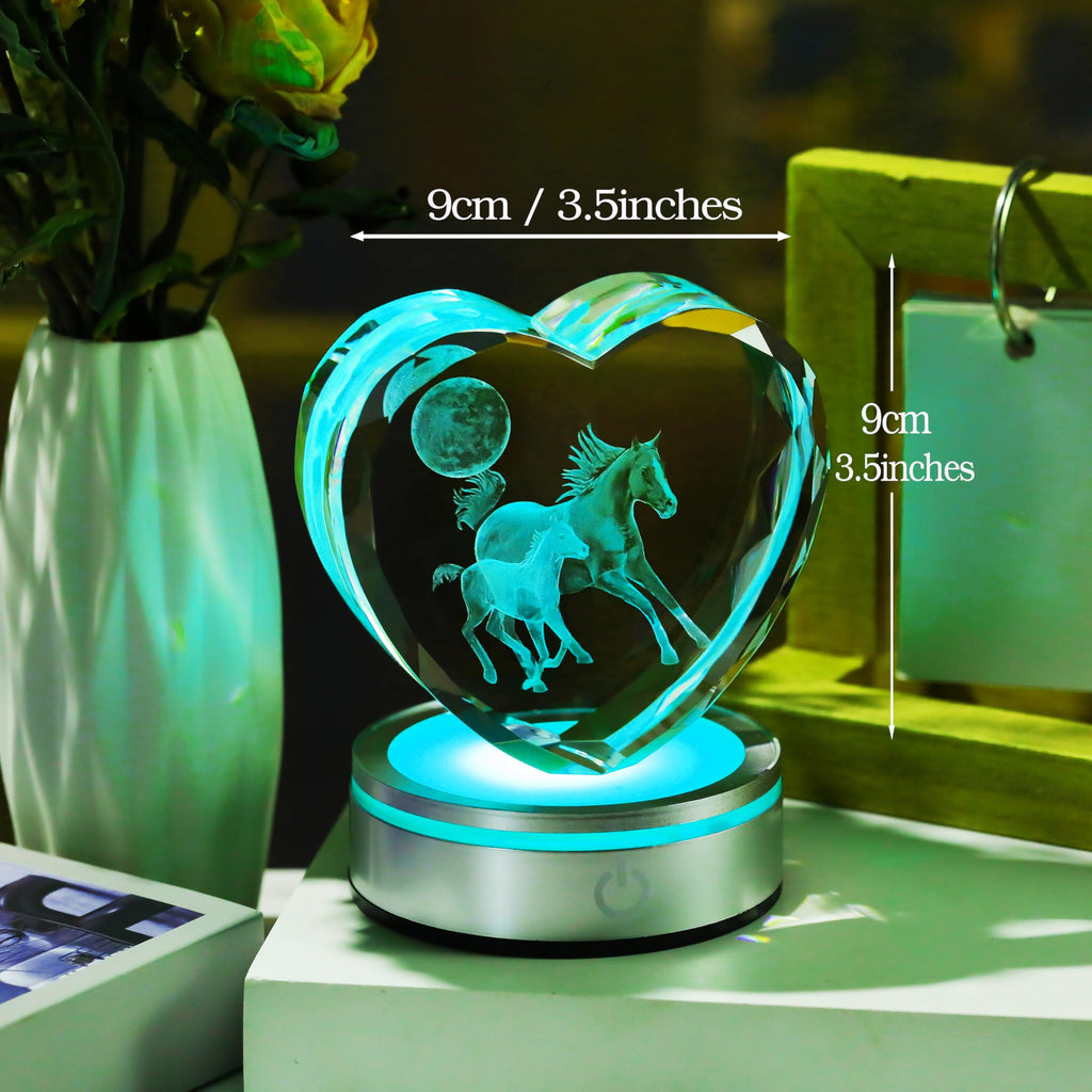 Qianwei Sea Turtel Gifts for Women 3D Crystal Heart - Laser Turtle Decor Glass Animals Sea Ocean Gifts Lamp Figurines Statue Stuff for Room Decorations Night Light