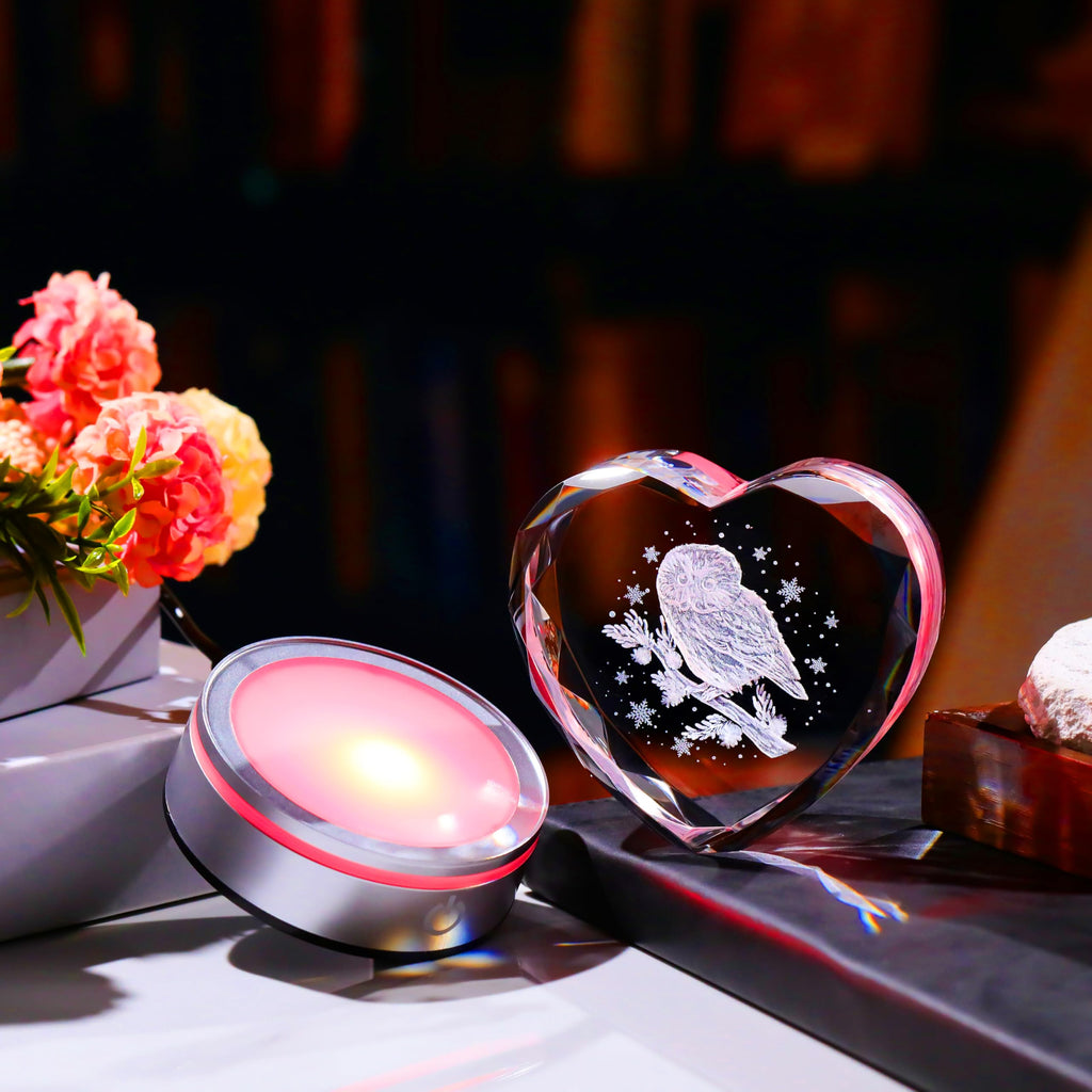 Qianwei Sea Turtel Gifts for Women 3D Crystal Heart - Laser Turtle Decor Glass Animals Sea Ocean Gifts Lamp Figurines Statue Stuff for Room Decorations Night Light