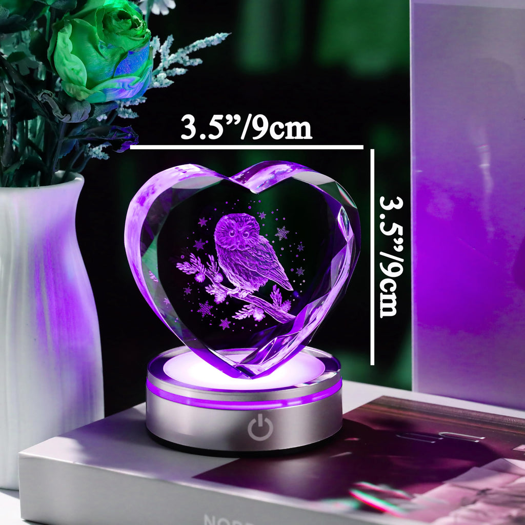 Qianwei Sea Turtel Gifts for Women 3D Crystal Heart - Laser Turtle Decor Glass Animals Sea Ocean Gifts Lamp Figurines Statue Stuff for Room Decorations Night Light