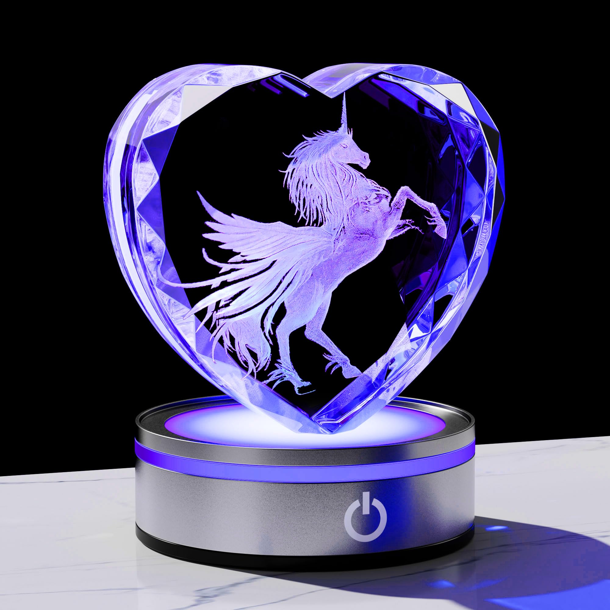 Qianwei Sea Turtel Gifts for Women 3D Crystal Heart - Laser Turtle Decor Glass Animals Sea Ocean Gifts Lamp Figurines Statue Stuff for Room Decorations Night Light