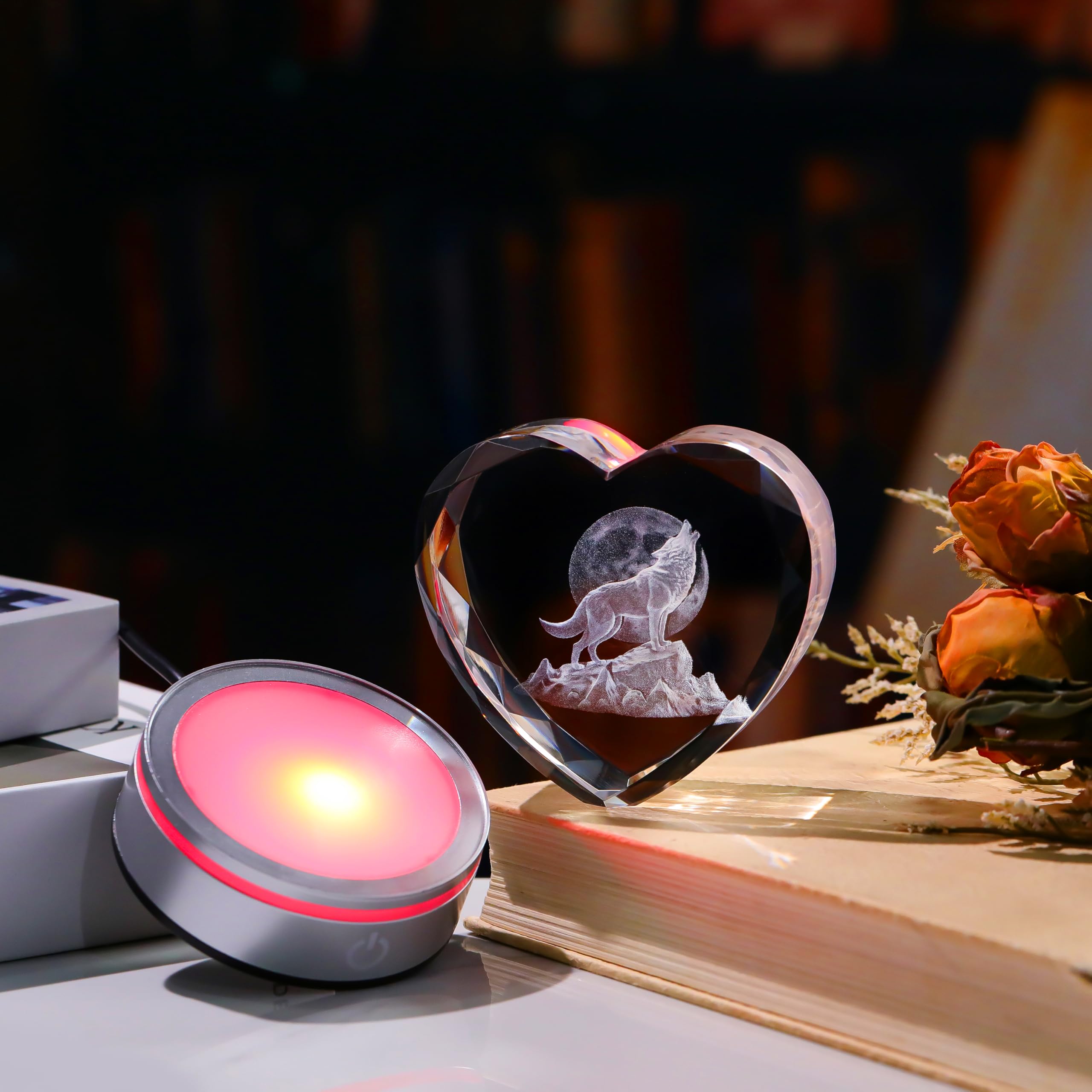 Qianwei Sea Turtel Gifts for Women 3D Crystal Heart - Laser Turtle Decor Glass Animals Sea Ocean Gifts Lamp Figurines Statue Stuff for Room Decorations Night Light