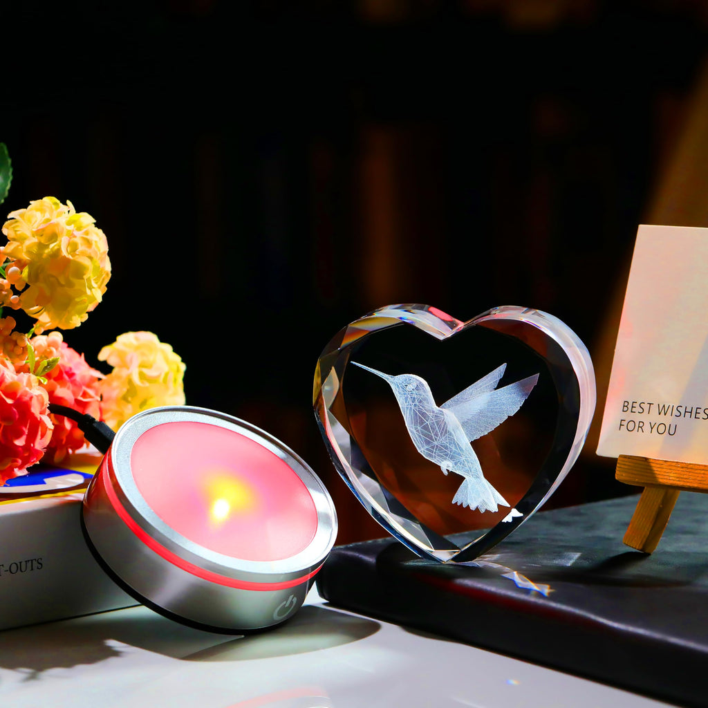 Qianwei Sea Turtel Gifts for Women 3D Crystal Heart - Laser Turtle Decor Glass Animals Sea Ocean Gifts Lamp Figurines Statue Stuff for Room Decorations Night Light