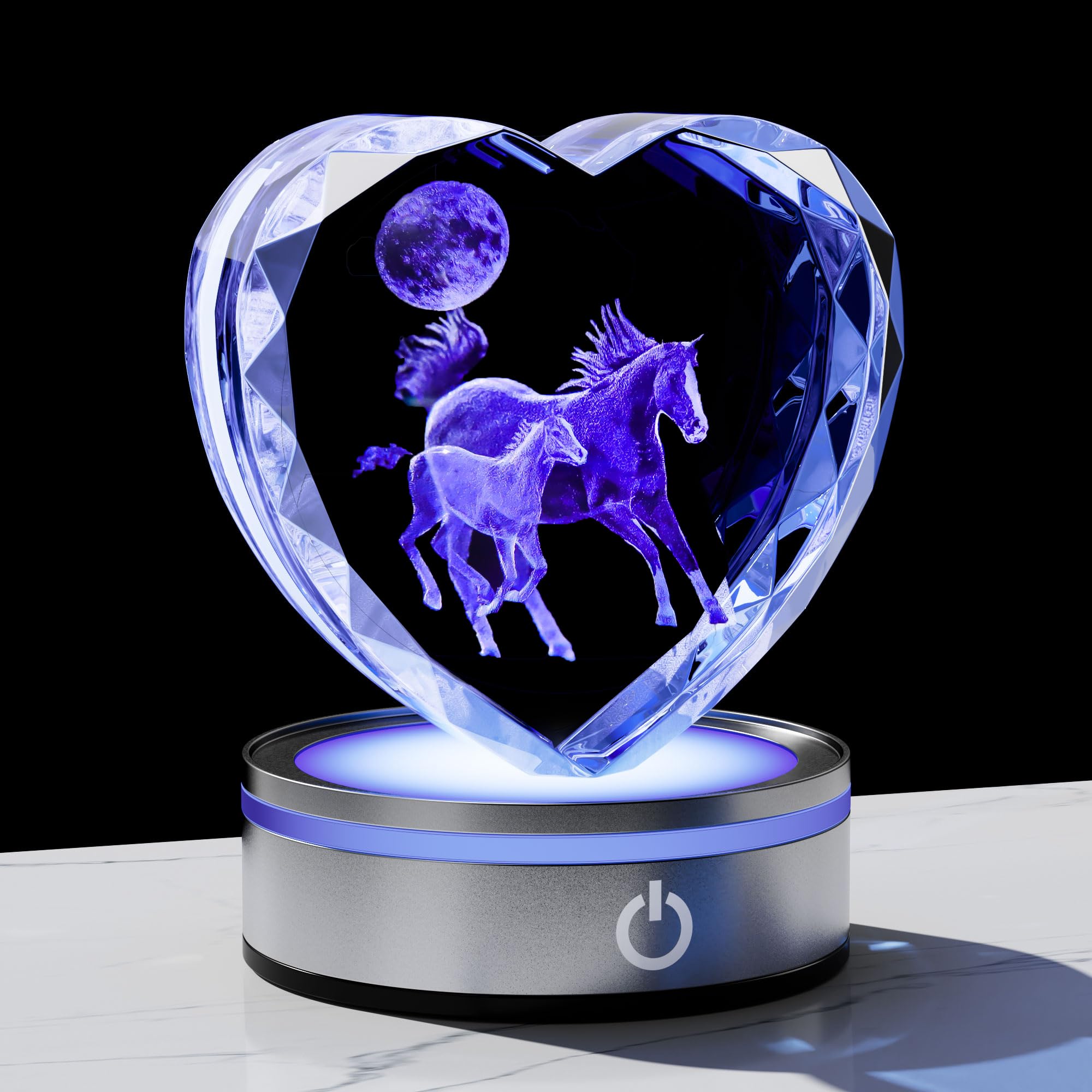 Qianwei Sea Turtel Gifts for Women 3D Crystal Heart - Laser Turtle Decor Glass Animals Sea Ocean Gifts Lamp Figurines Statue Stuff for Room Decorations Night Light